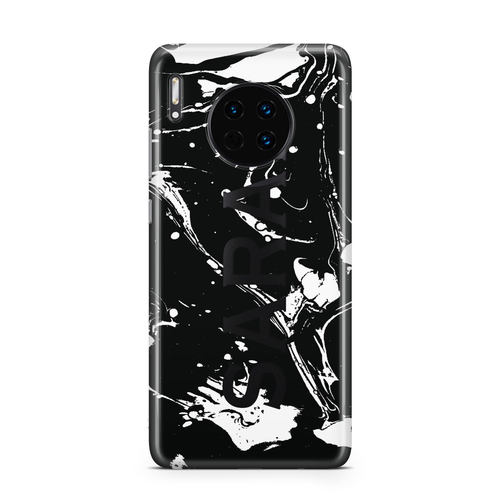 Personalised Clear Name Cutout Swirl Marble Custom Huawei Mate 30