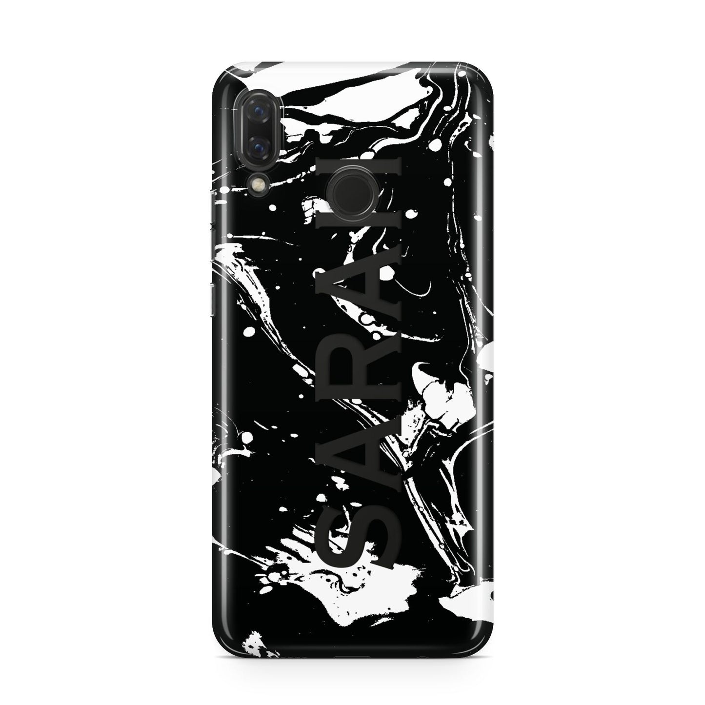 Personalised Clear Name Cutout Swirl Marble Custom Huawei Nova 3 Phone Case