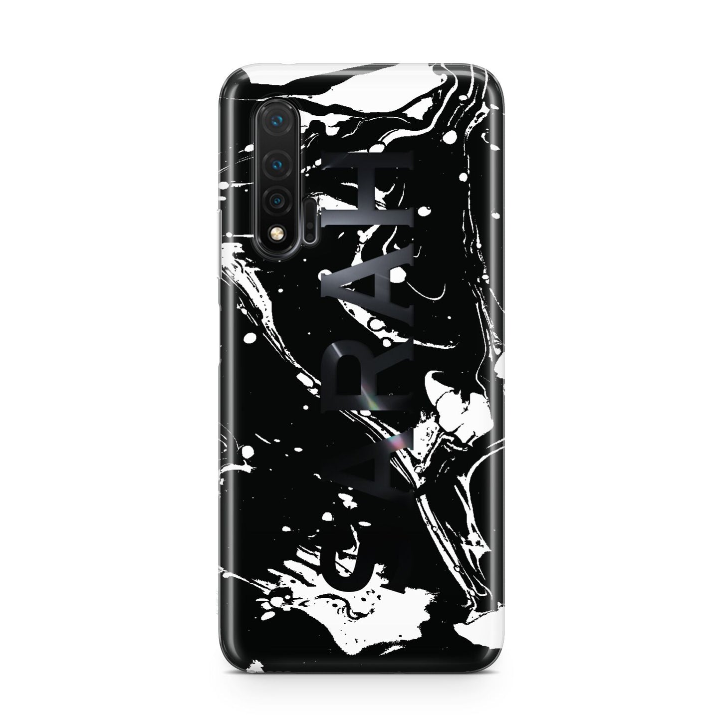 Personalised Clear Name Cutout Swirl Marble Custom Huawei Nova 6 Phone Case