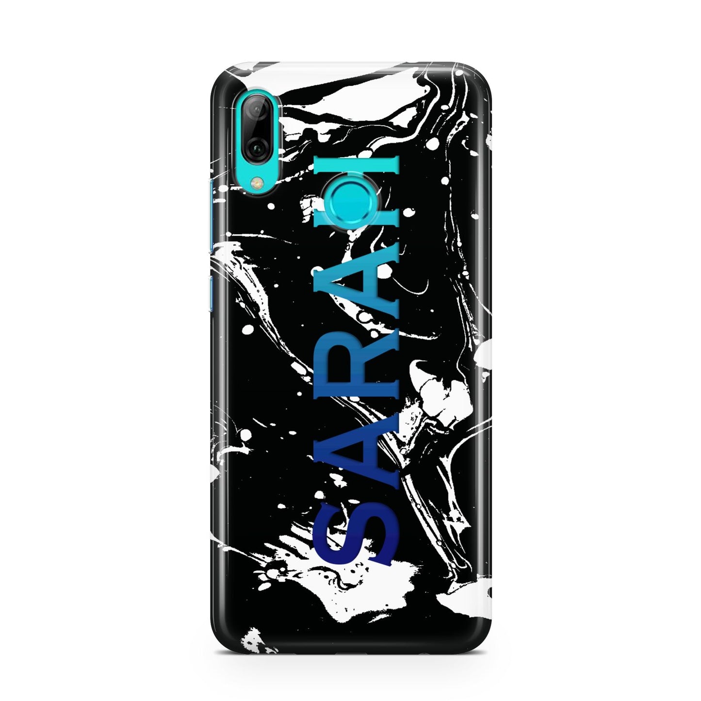 Personalised Clear Name Cutout Swirl Marble Custom Huawei P Smart 2019 Case