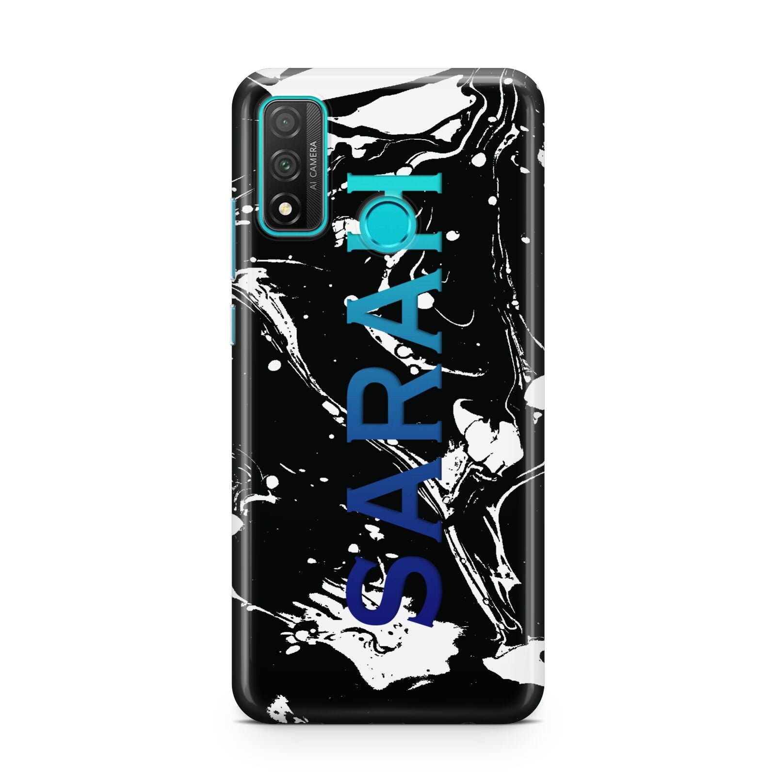 Personalised Clear Name Cutout Swirl Marble Custom Huawei P Smart 2020