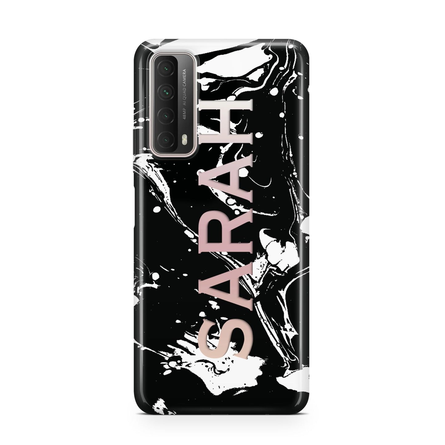 Personalised Clear Name Cutout Swirl Marble Custom Huawei P Smart 2021
