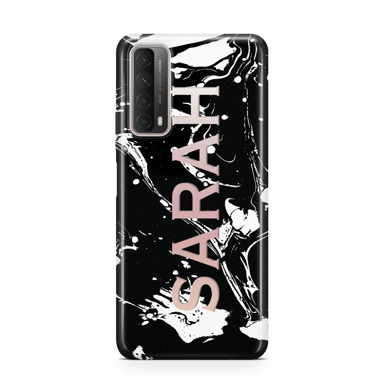 Personalised Clear Name Cutout Swirl Marble Custom Huawei P Smart 2021