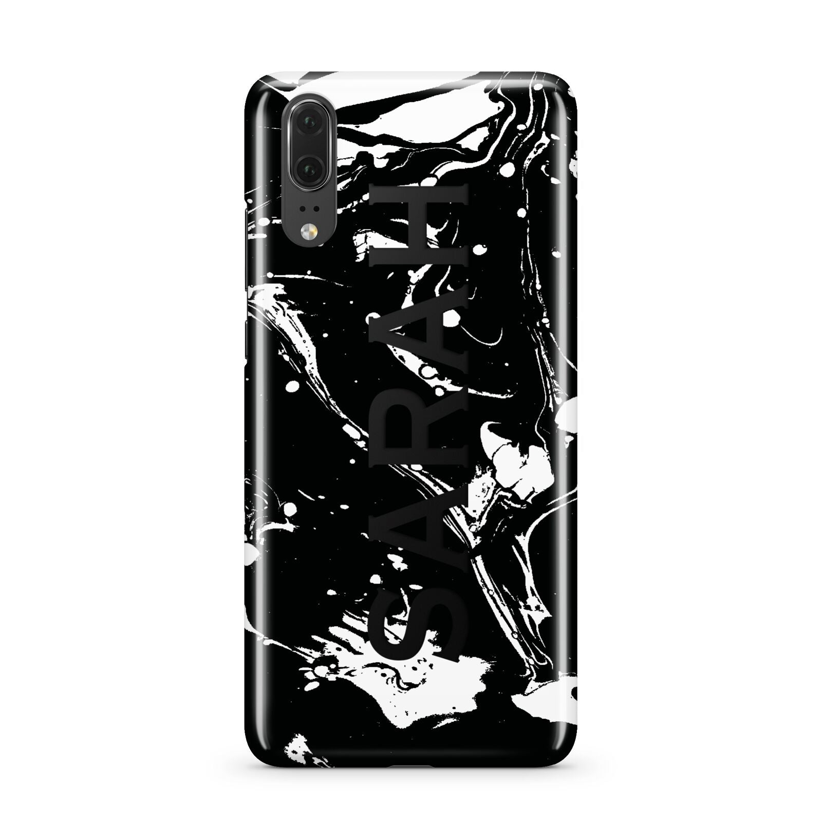 Personalised Clear Name Cutout Swirl Marble Custom Huawei P20 Phone Case