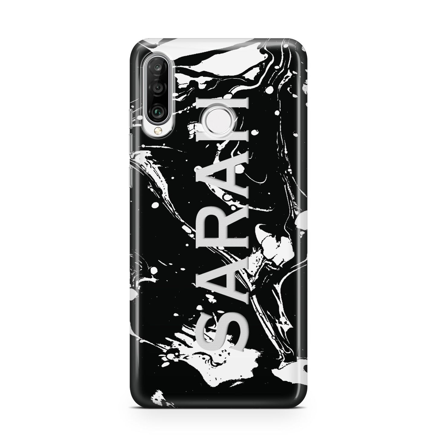 Personalised Clear Name Cutout Swirl Marble Custom Huawei P30 Lite Phone Case