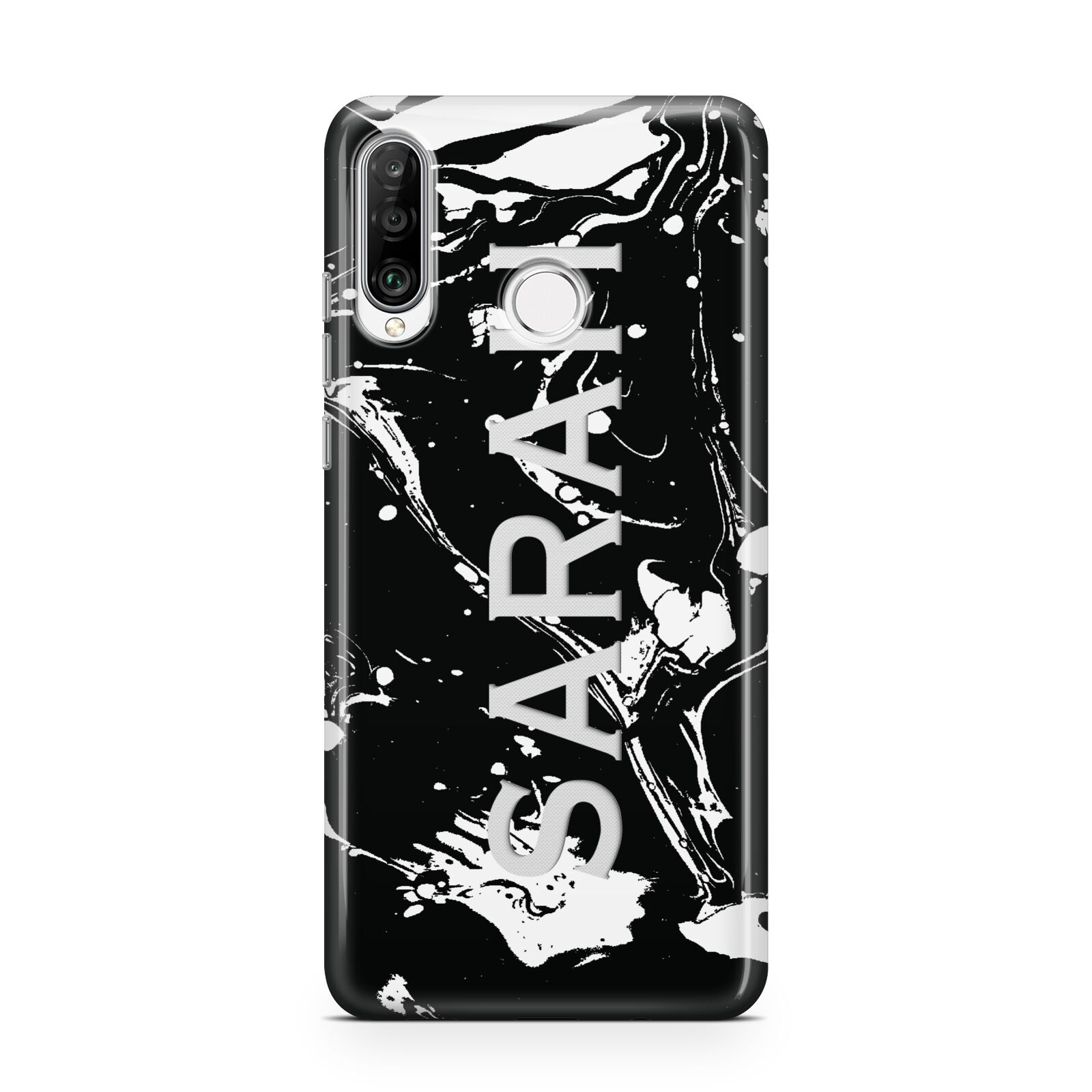 Personalised Clear Name Cutout Swirl Marble Custom Huawei P30 Lite Phone Case