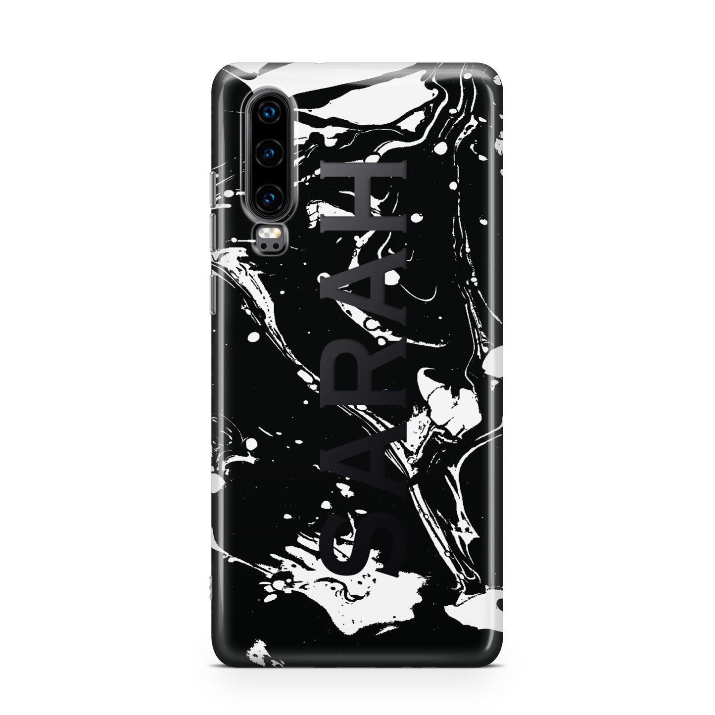 Personalised Clear Name Cutout Swirl Marble Custom Huawei P30 Phone Case