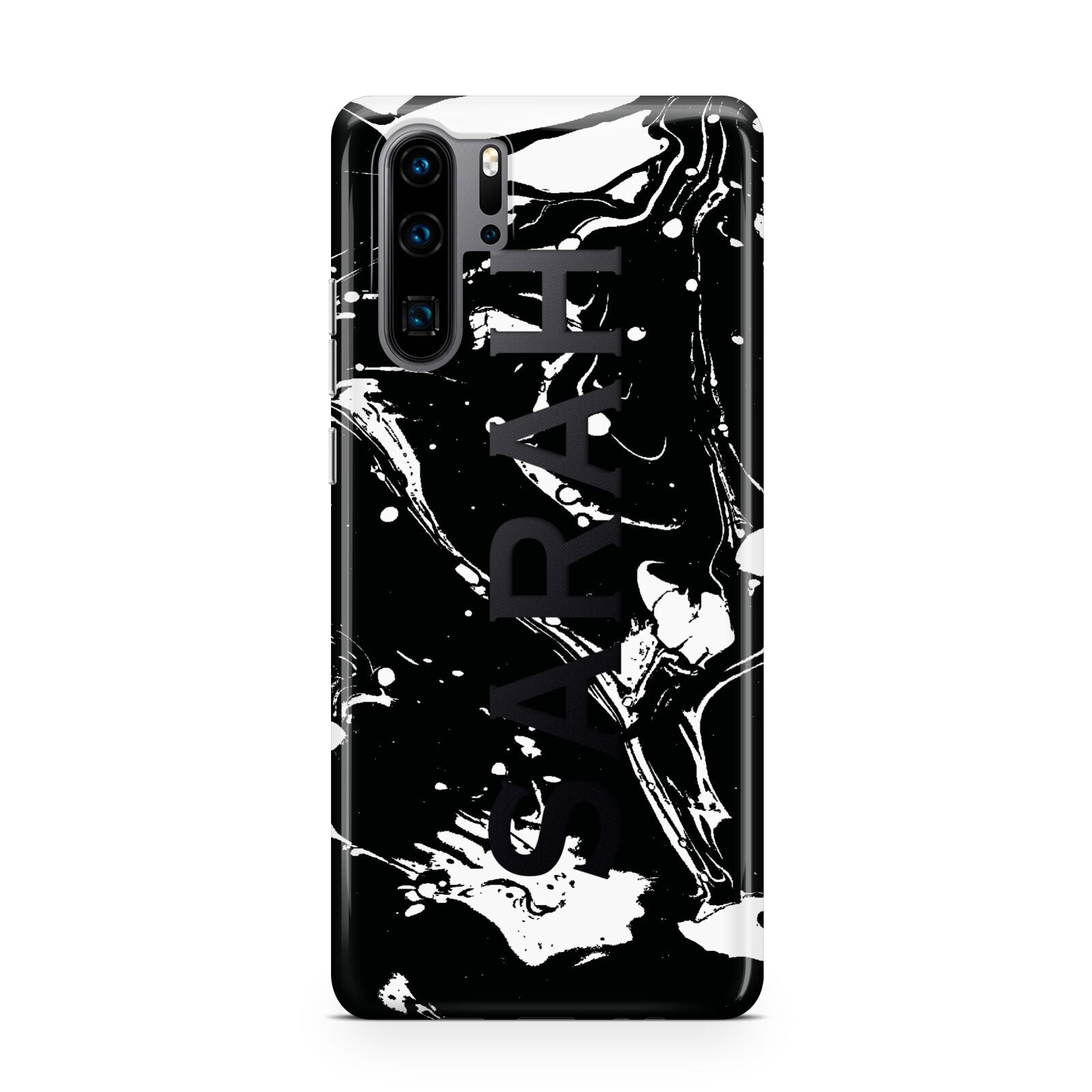 Personalised Clear Name Cutout Swirl Marble Custom Huawei P30 Pro Phone Case