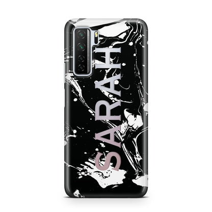 Personalised Clear Name Cutout Swirl Marble Custom Huawei P40 Lite 5G Phone Case