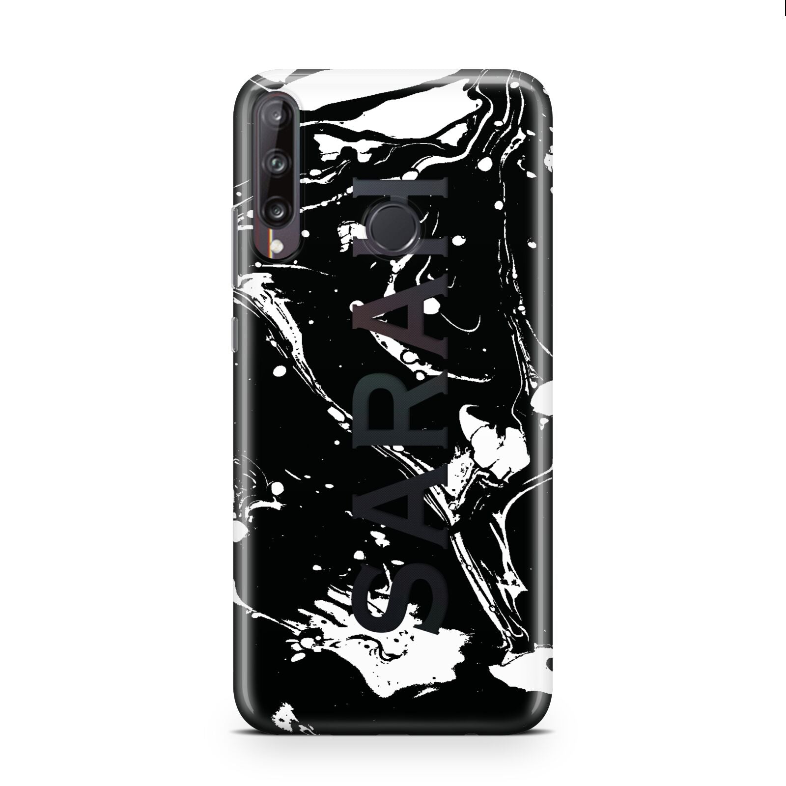 Personalised Clear Name Cutout Swirl Marble Custom Huawei P40 Lite E Phone Case