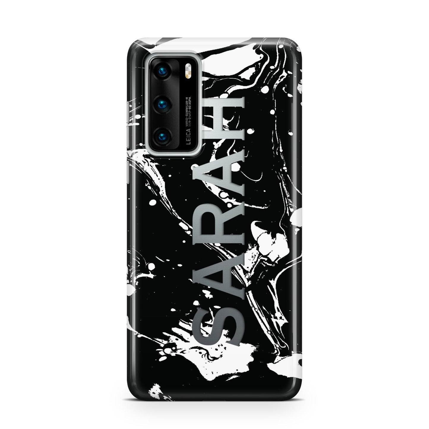 Personalised Clear Name Cutout Swirl Marble Custom Huawei P40 Phone Case