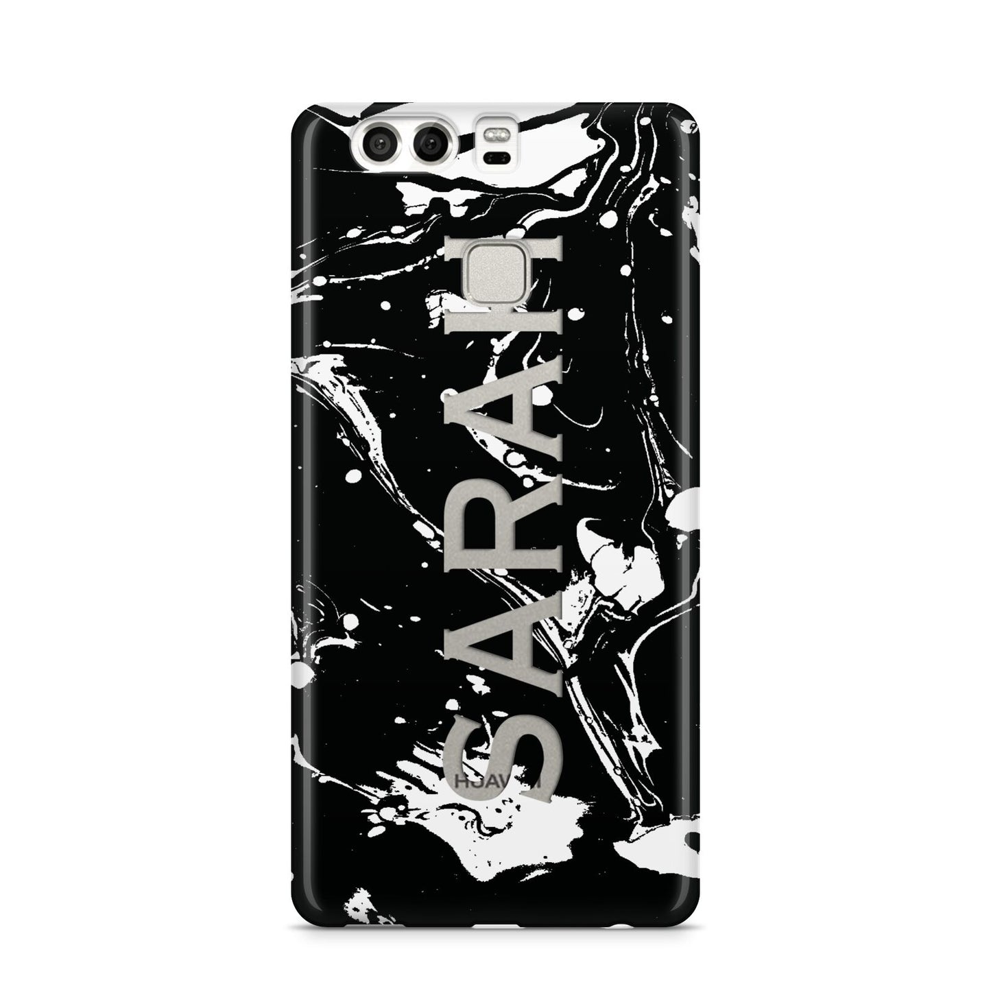 Personalised Clear Name Cutout Swirl Marble Custom Huawei P9 Case