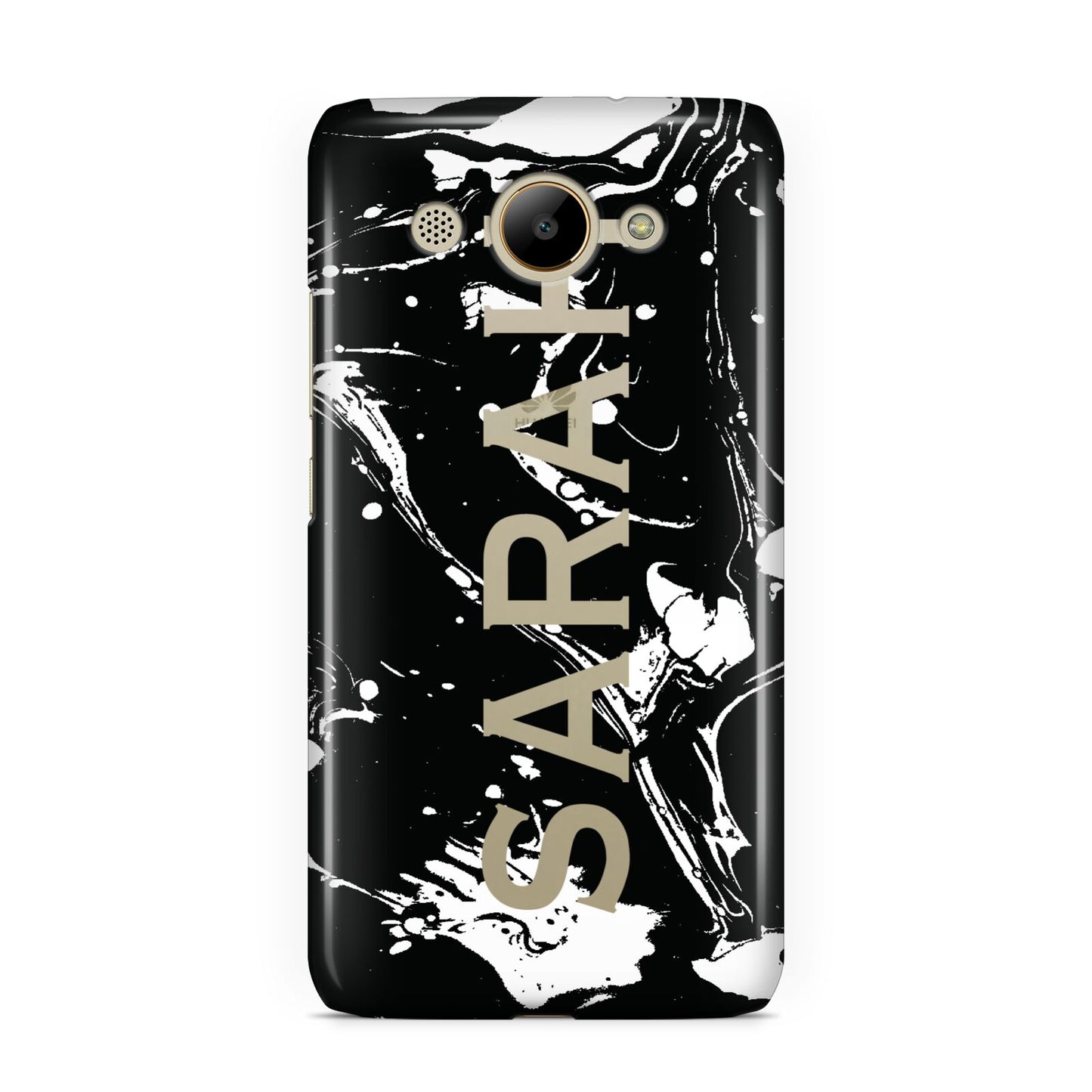 Personalised Clear Name Cutout Swirl Marble Custom Huawei Y3 2017
