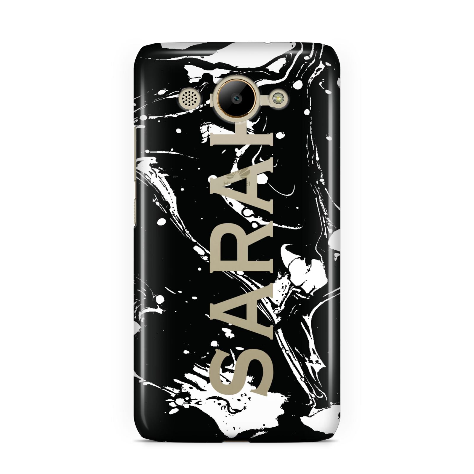 Personalised Clear Name Cutout Swirl Marble Custom Huawei Y3 2017