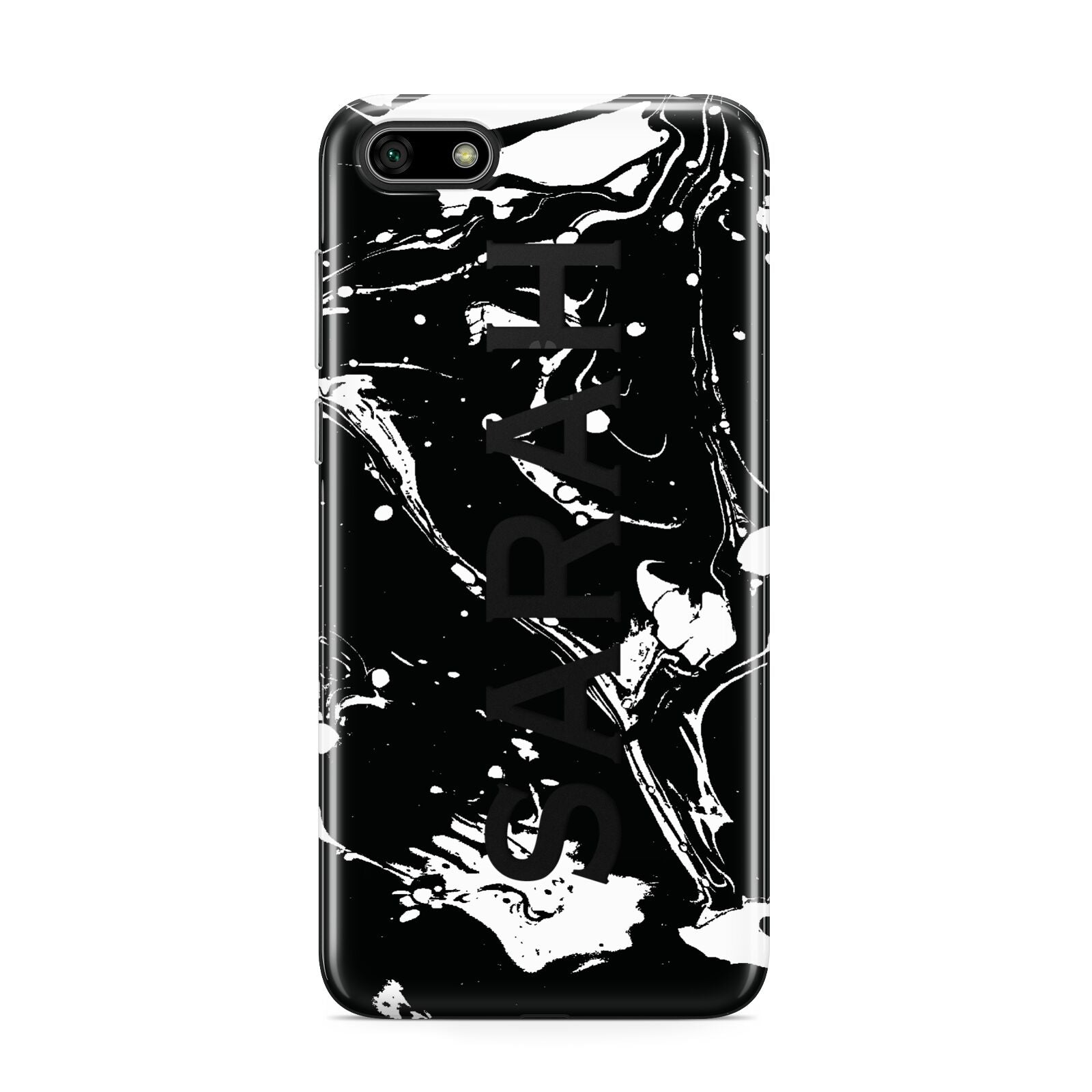 Personalised Clear Name Cutout Swirl Marble Custom Huawei Y5 Prime 2018 Phone Case