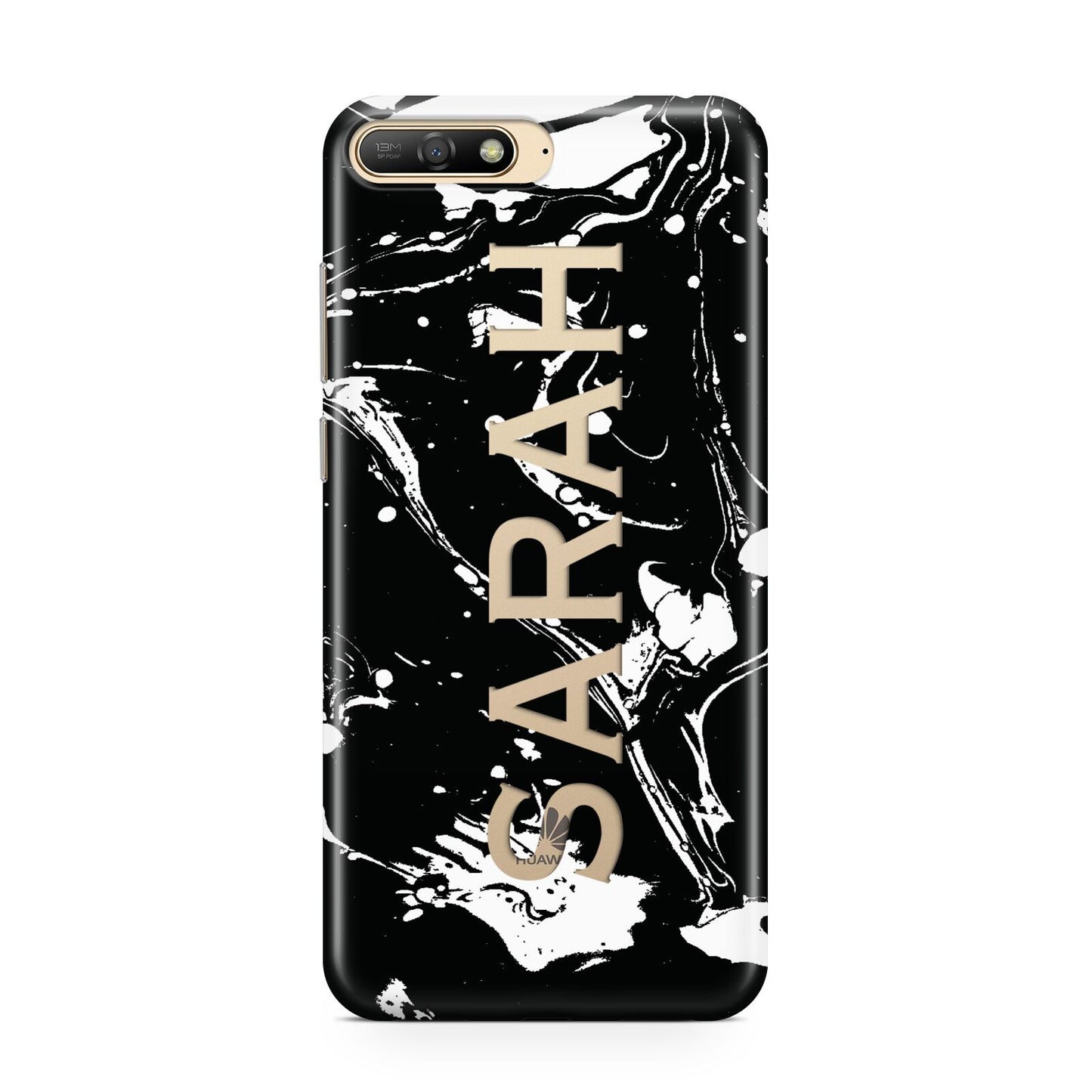 Personalised Clear Name Cutout Swirl Marble Custom Huawei Y6 2018