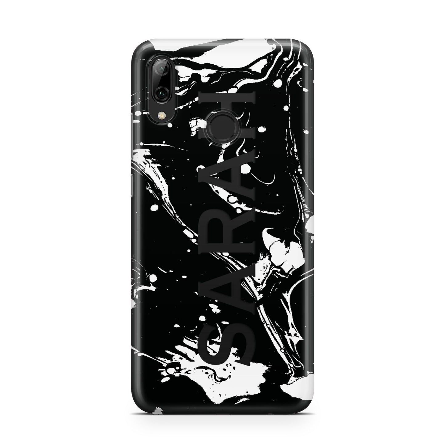 Personalised Clear Name Cutout Swirl Marble Custom Huawei Y7 2019