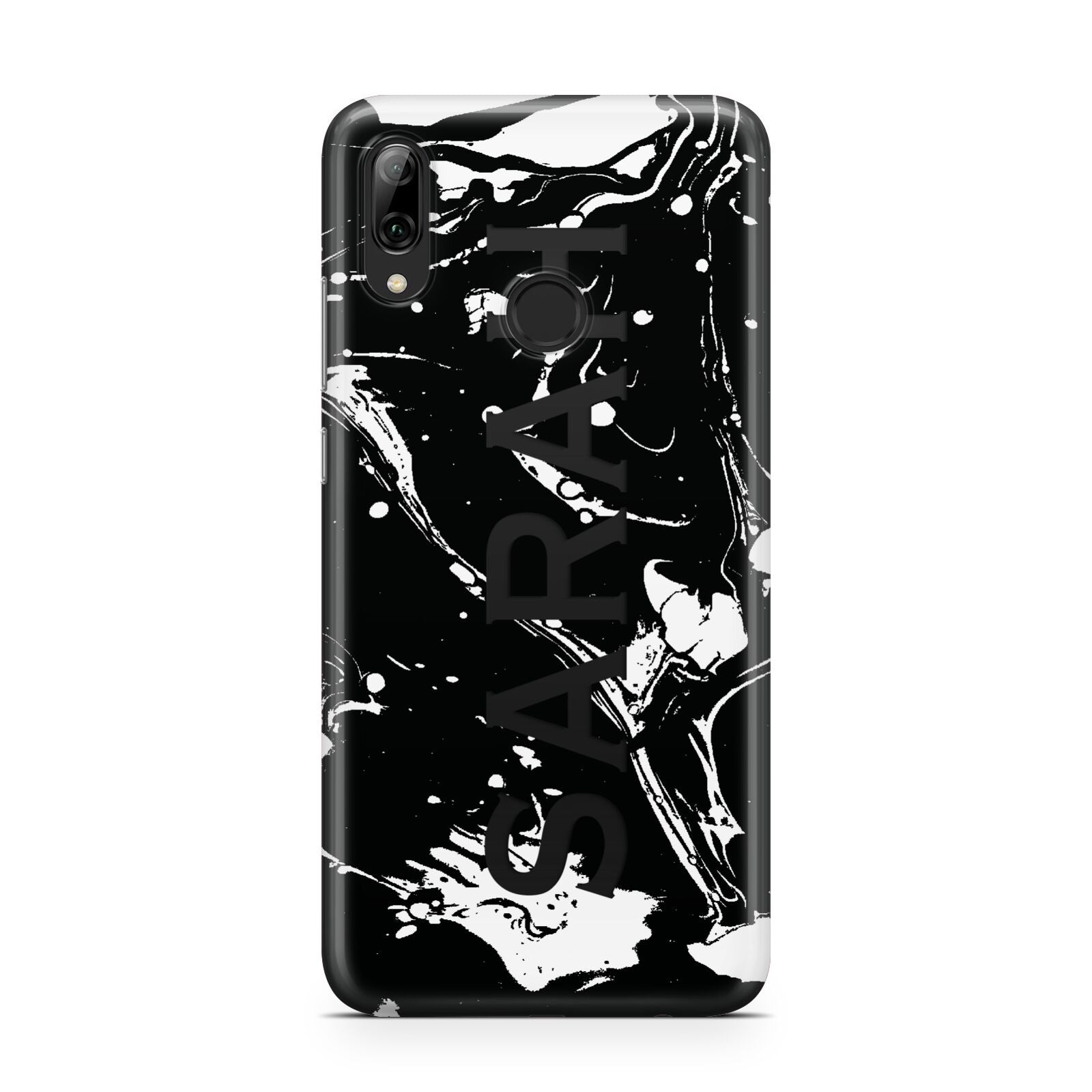Personalised Clear Name Cutout Swirl Marble Custom Huawei Y7 2019