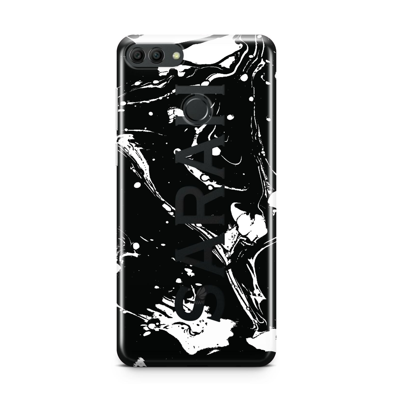 Personalised Clear Name Cutout Swirl Marble Custom Huawei Y9 2018