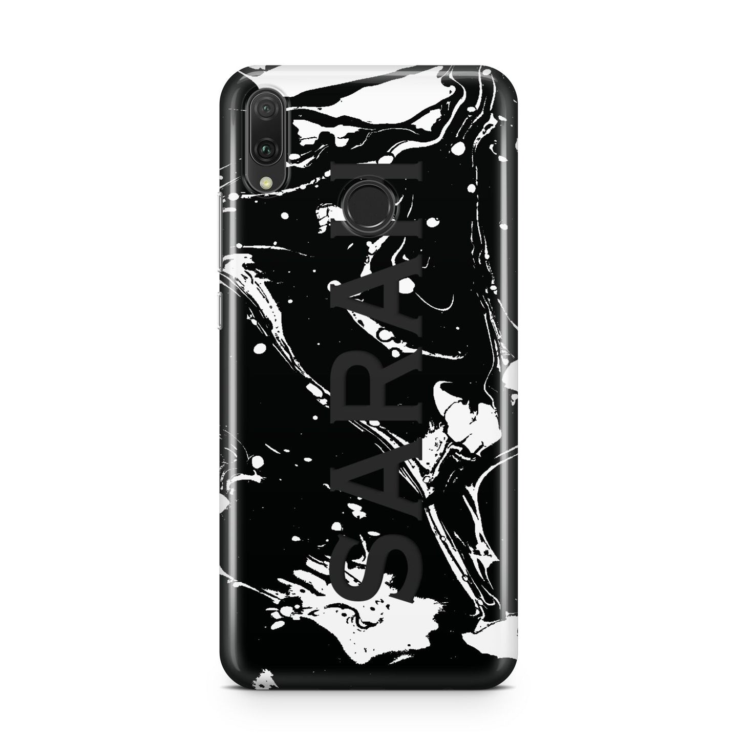 Personalised Clear Name Cutout Swirl Marble Custom Huawei Y9 2019
