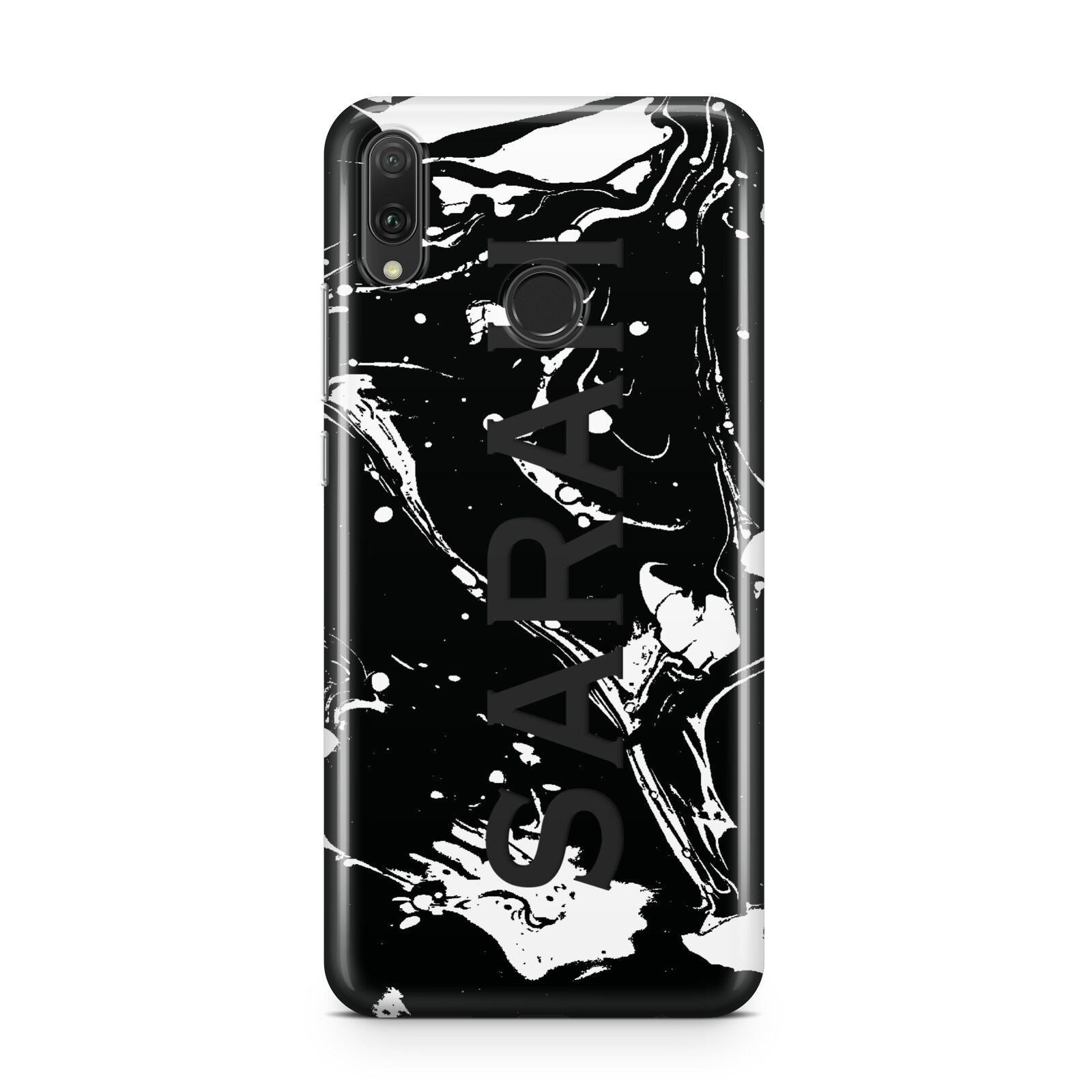 Personalised Clear Name Cutout Swirl Marble Custom Huawei Y9 2019