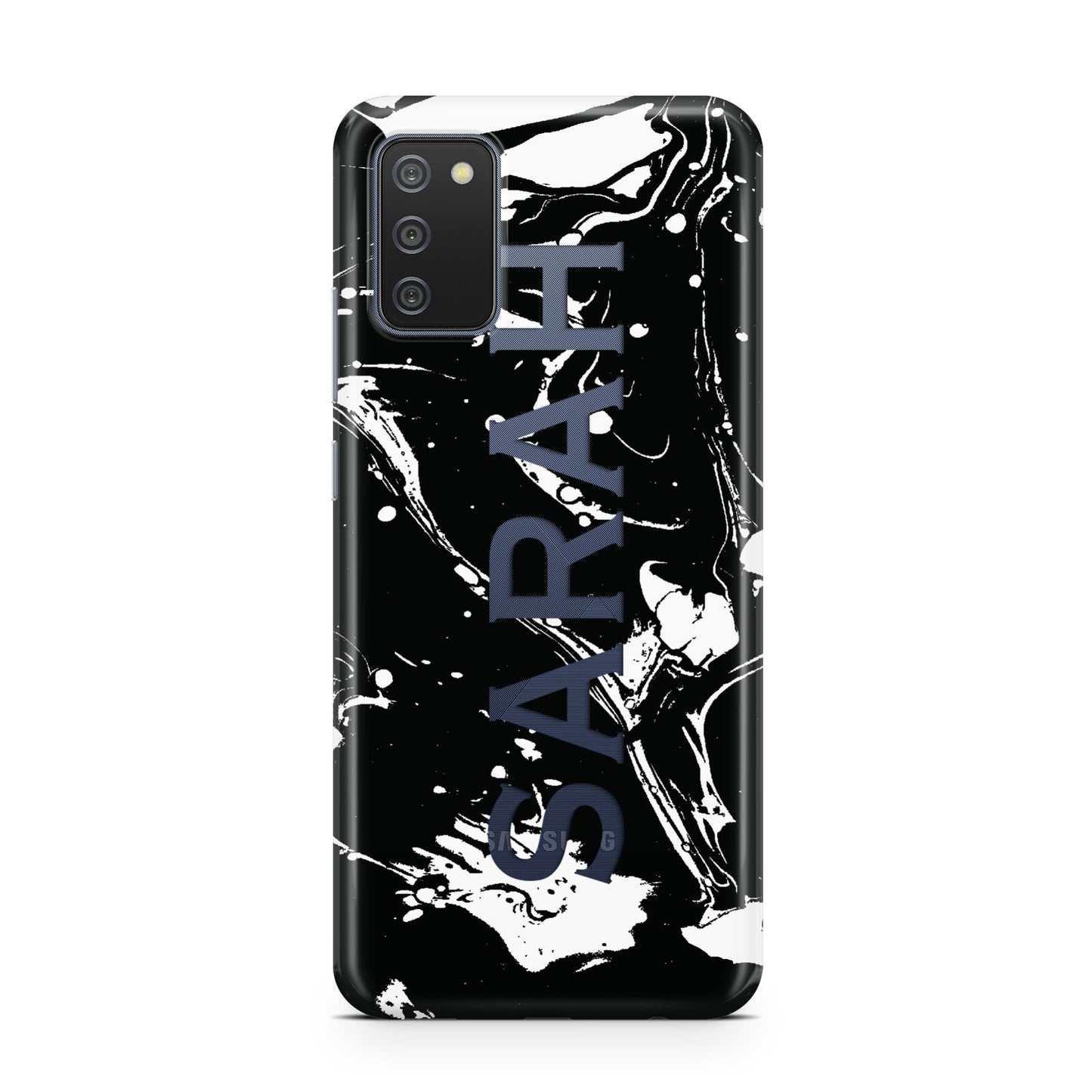 Personalised Clear Name Cutout Swirl Marble Custom Samsung A02s Case