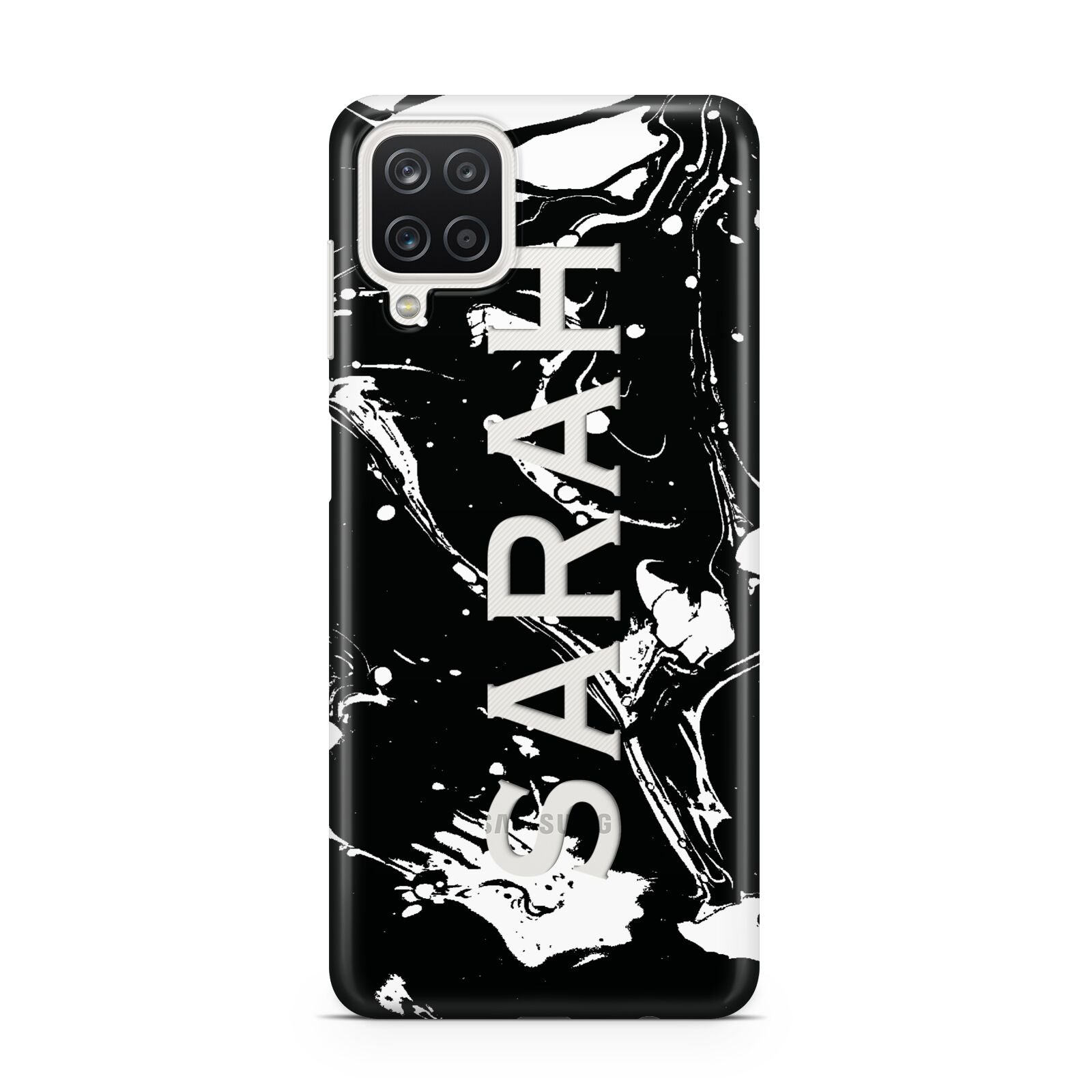 Personalised Clear Name Cutout Swirl Marble Custom Samsung A12 Case