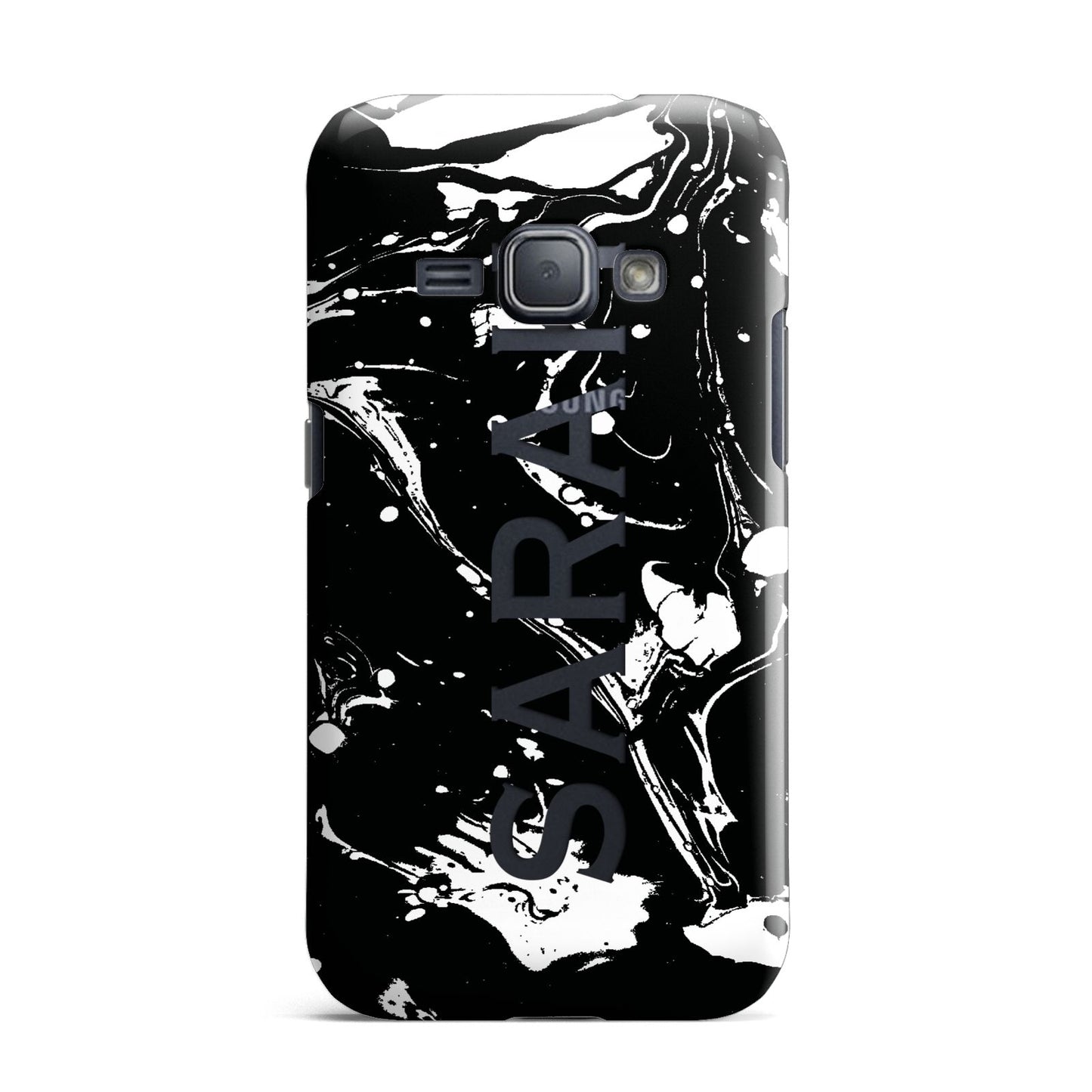 Personalised Clear Name Cutout Swirl Marble Custom Samsung Galaxy J1 2016 Case