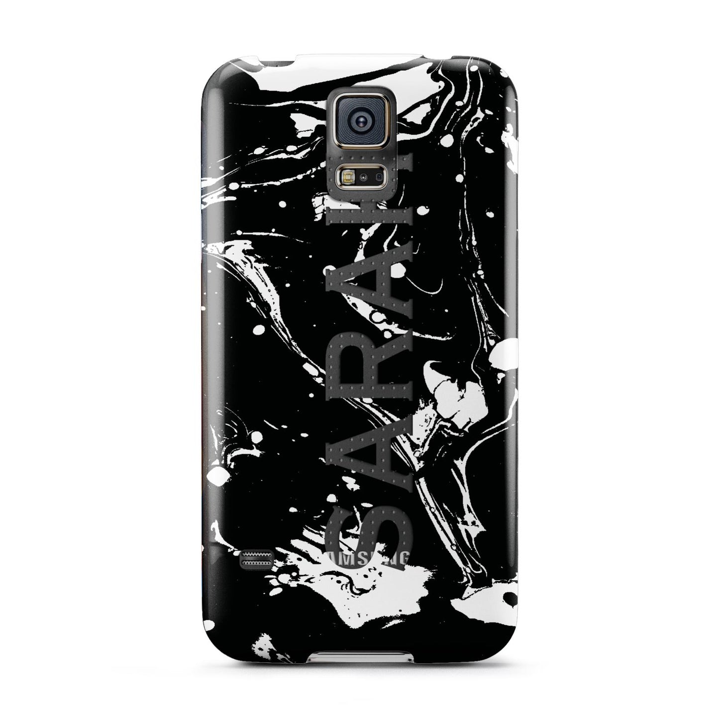 Personalised Clear Name Cutout Swirl Marble Custom Samsung Galaxy S5 Case