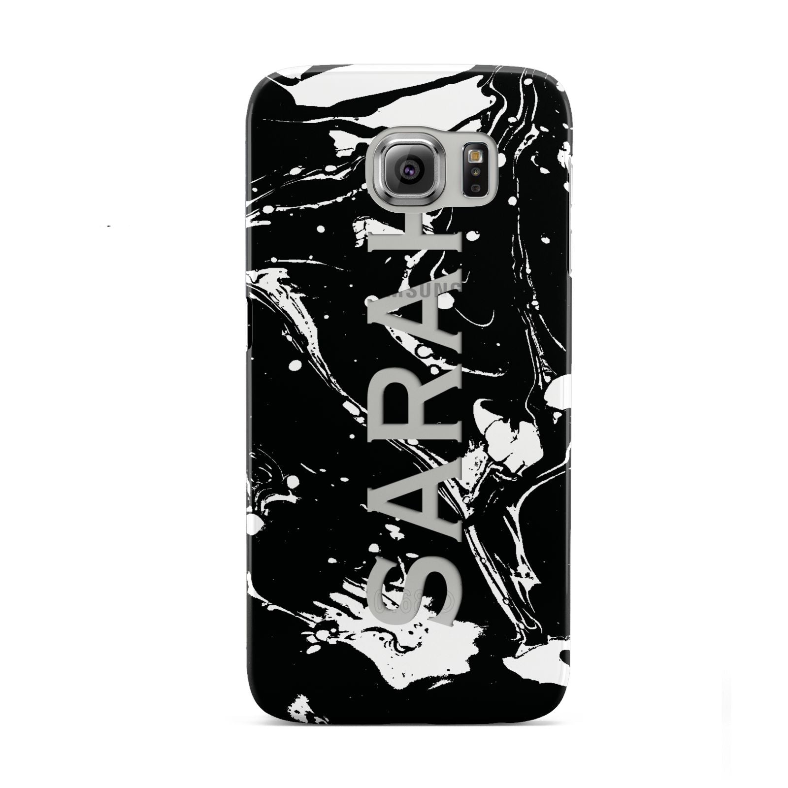 Personalised Clear Name Cutout Swirl Marble Custom Samsung Galaxy S6 Case