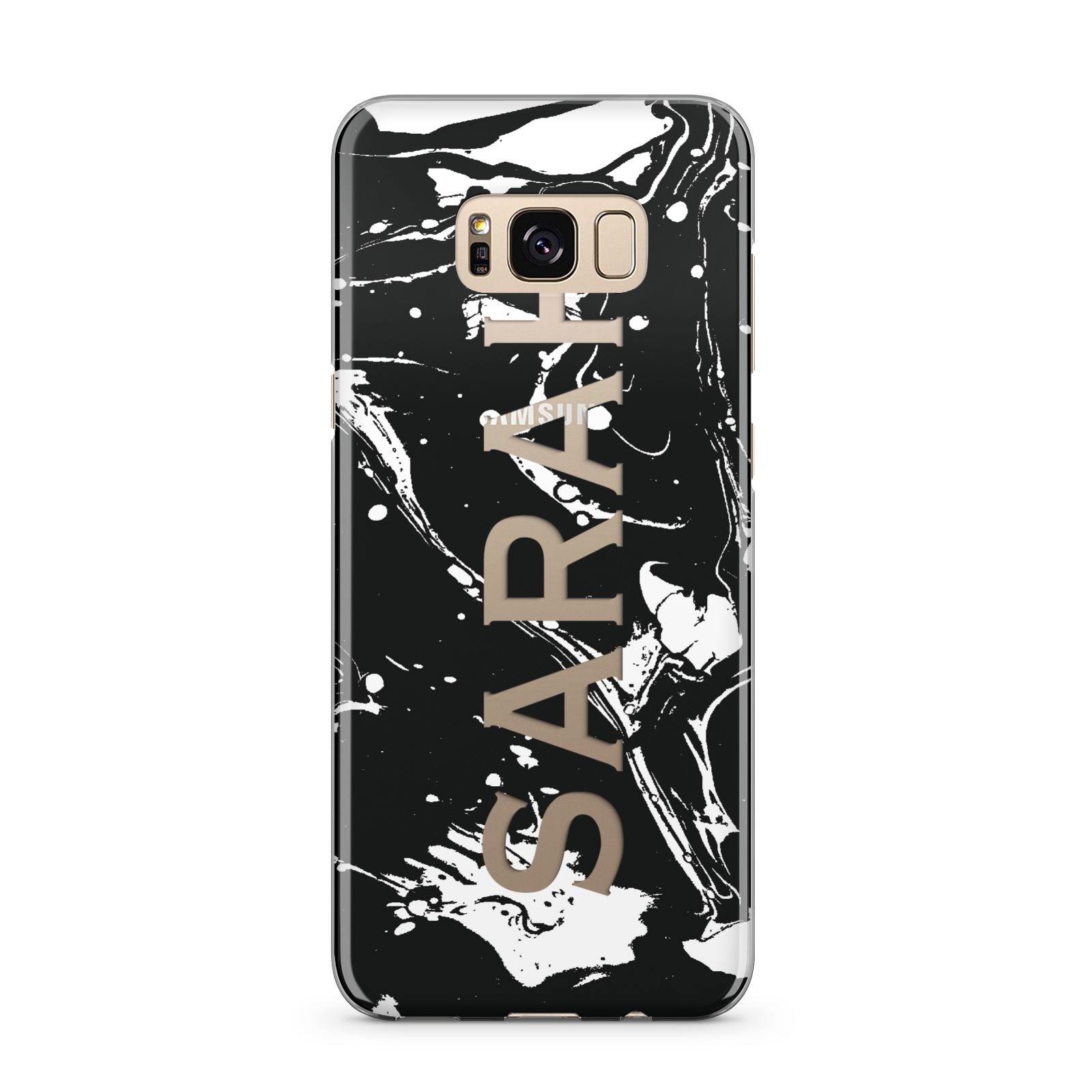 Personalised Clear Name Cutout Swirl Marble Custom Samsung Galaxy S8 Plus Case