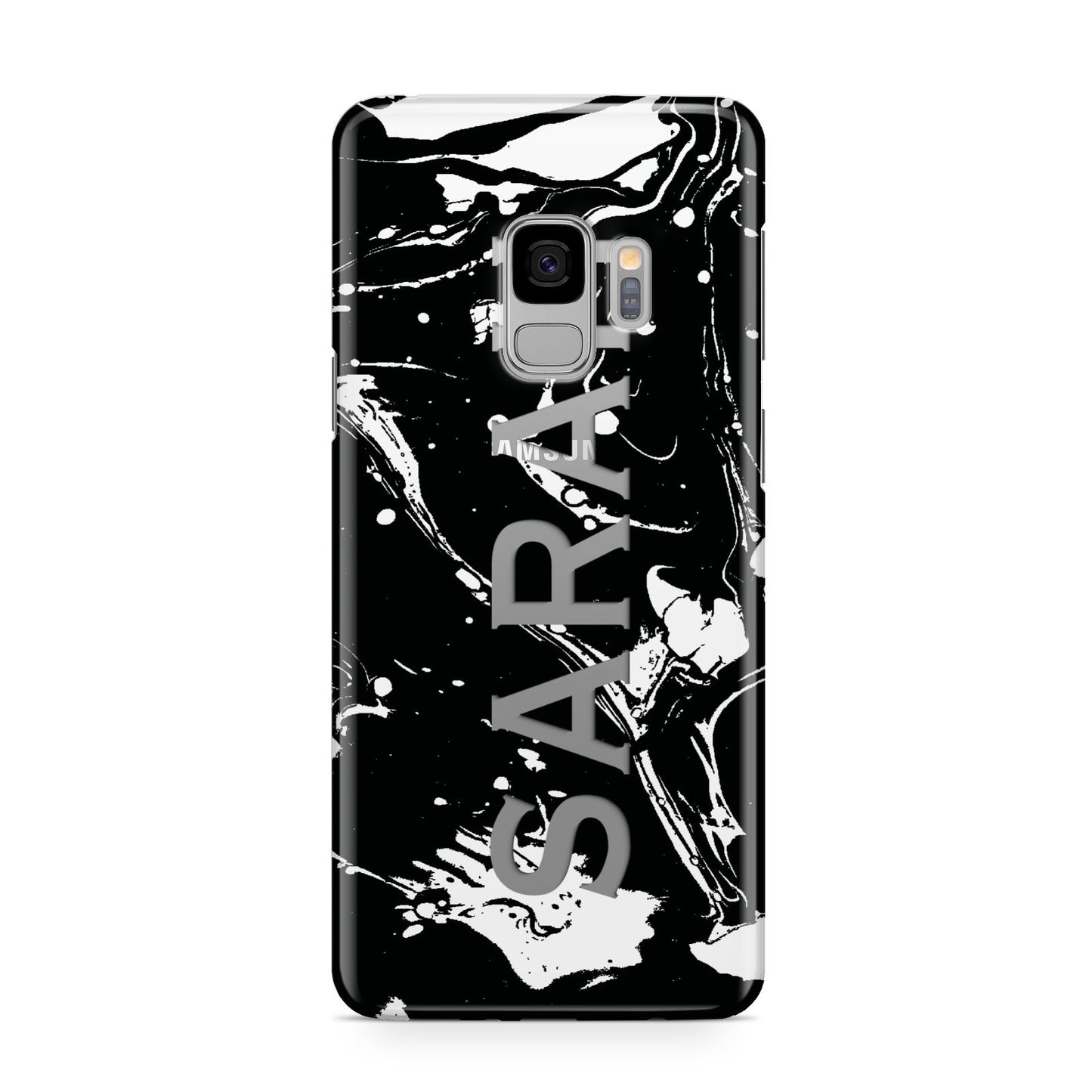 Personalised Clear Name Cutout Swirl Marble Custom Samsung Galaxy S9 Case