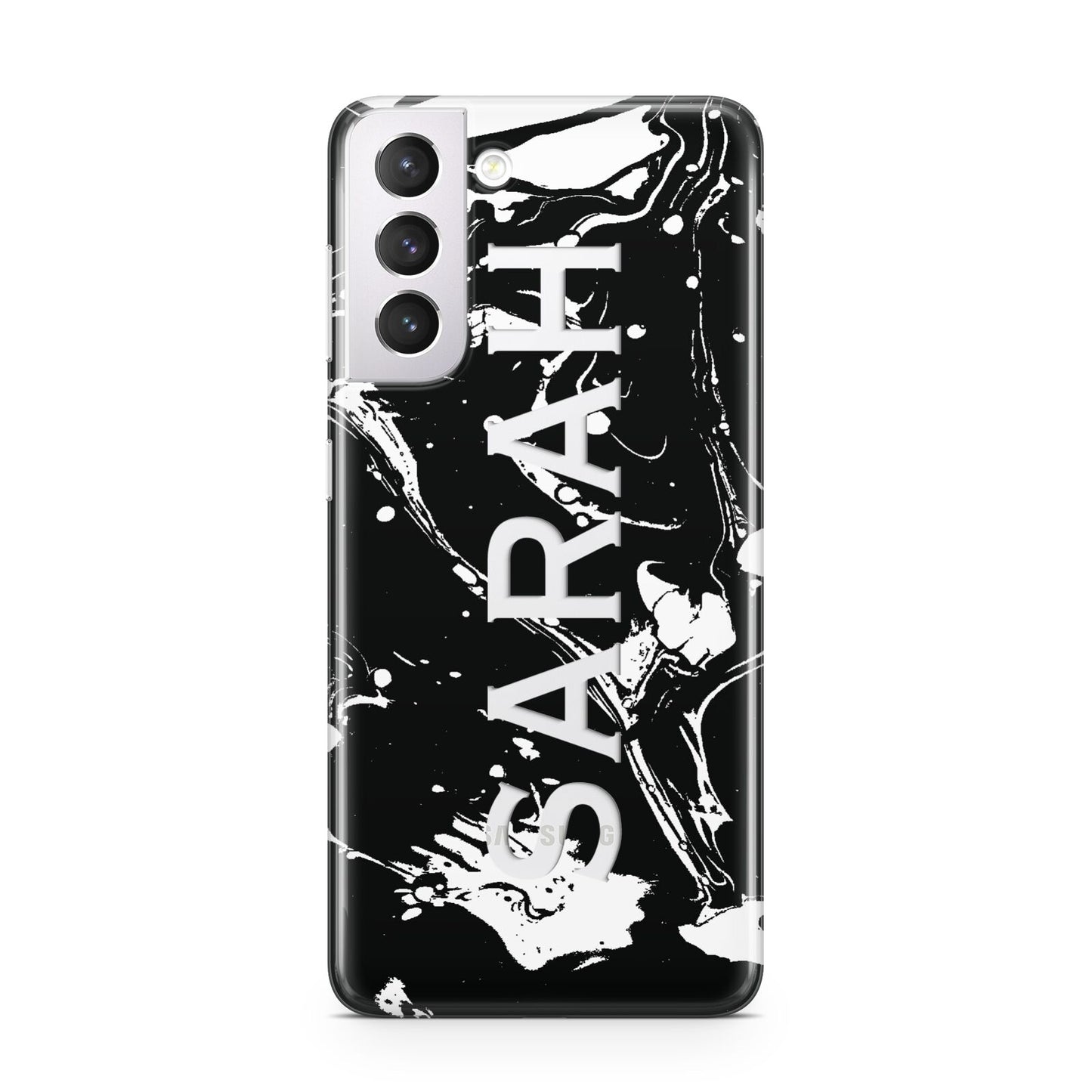 Personalised Clear Name Cutout Swirl Marble Custom Samsung S21 Case