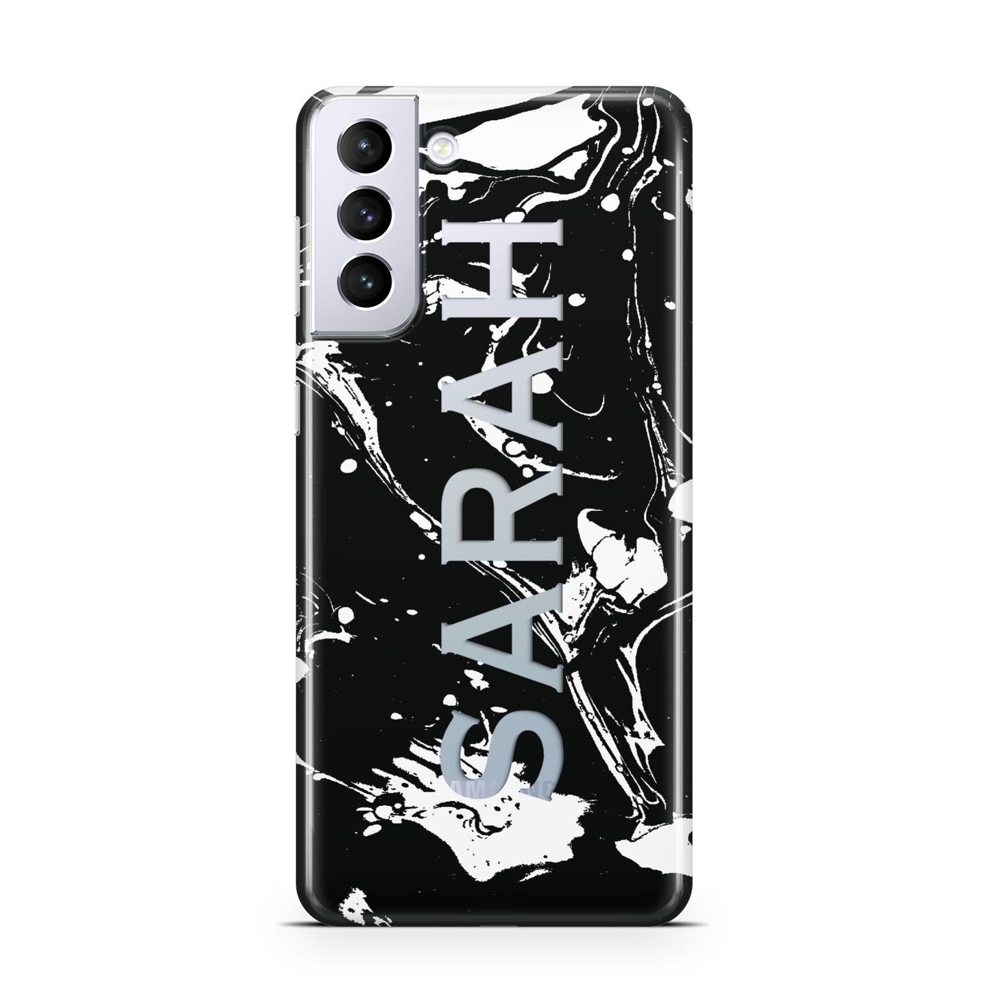 Personalised Clear Name Cutout Swirl Marble Custom Samsung S21 Plus Case