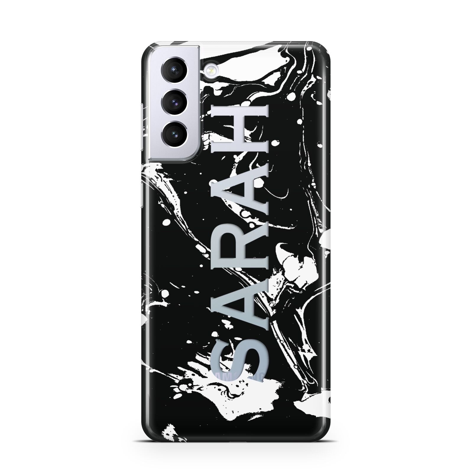 Personalised Clear Name Cutout Swirl Marble Custom Samsung S21 Plus Case