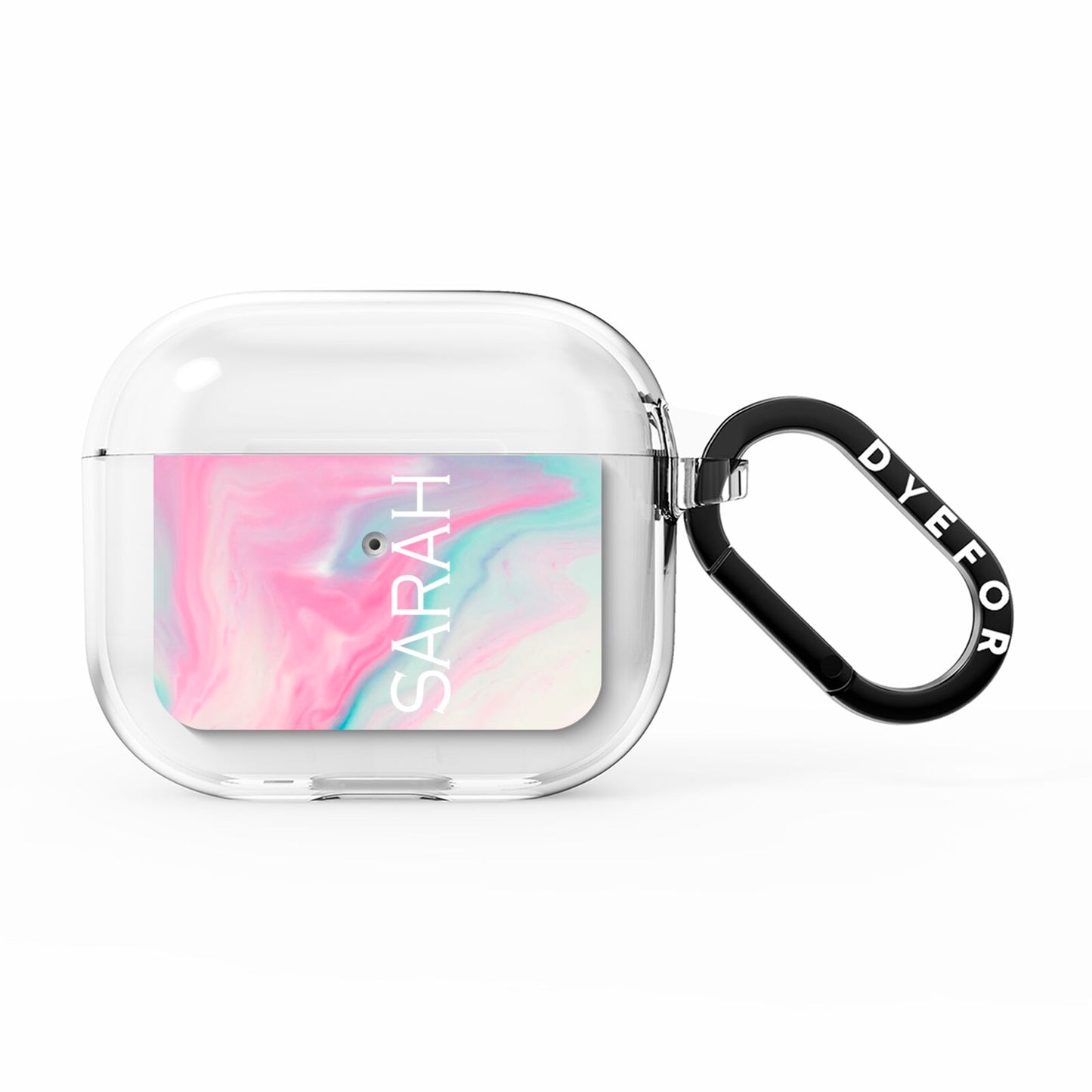 Personalised Clear Name Pastel Unicorn Marble AirPods Clear Case 3rd Gen