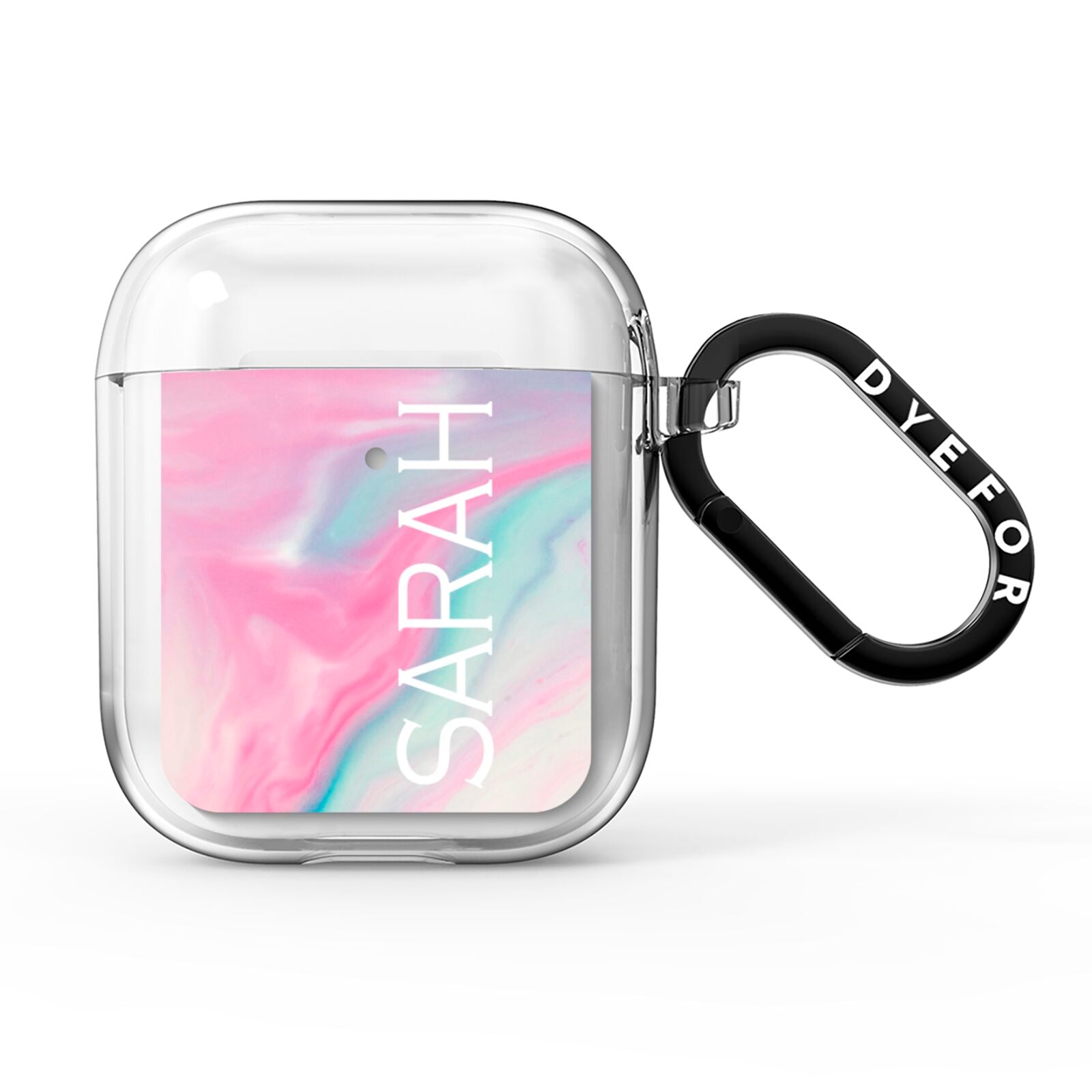 Personalised Clear Name Pastel Unicorn Marble AirPods Clear Case