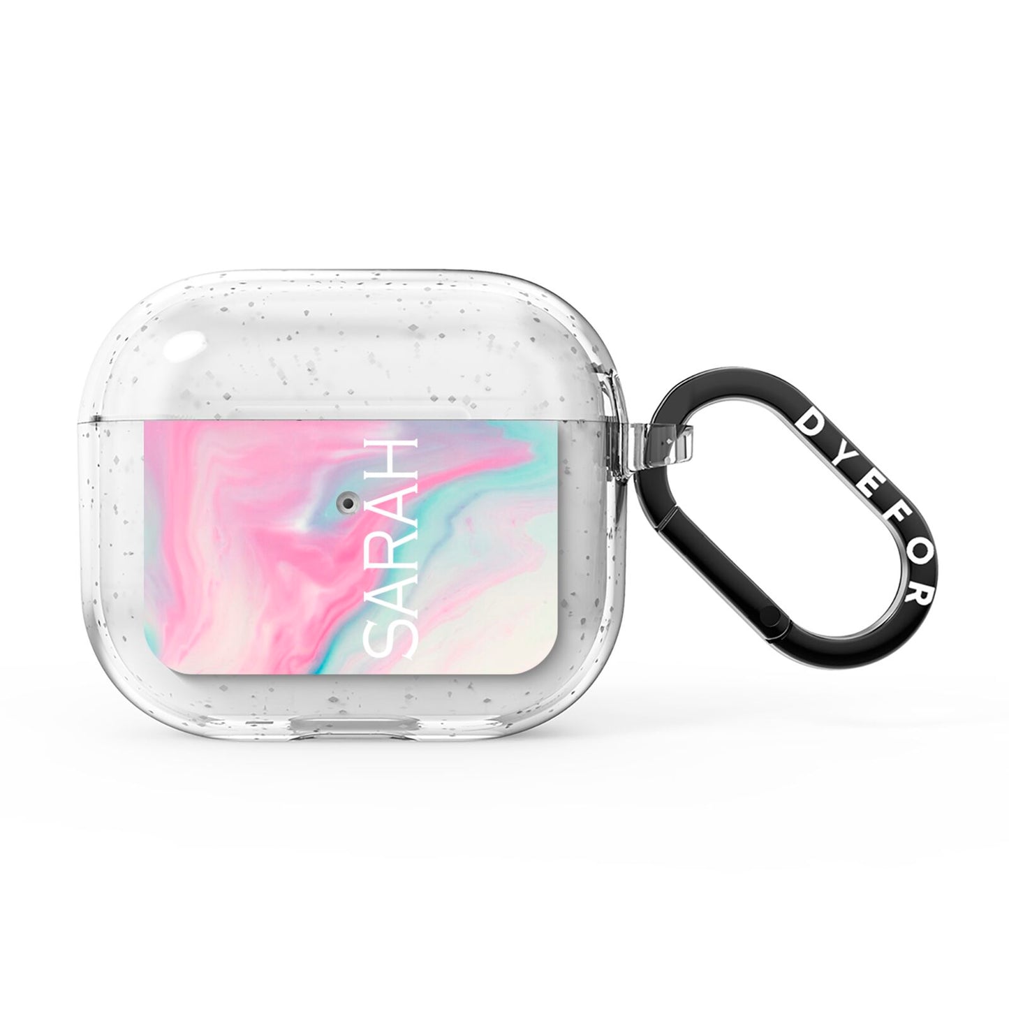 Personalised Clear Name Pastel Unicorn Marble AirPods Glitter Case 3rd Gen