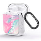 Personalised Clear Name Pastel Unicorn Marble AirPods Glitter Case Side Image