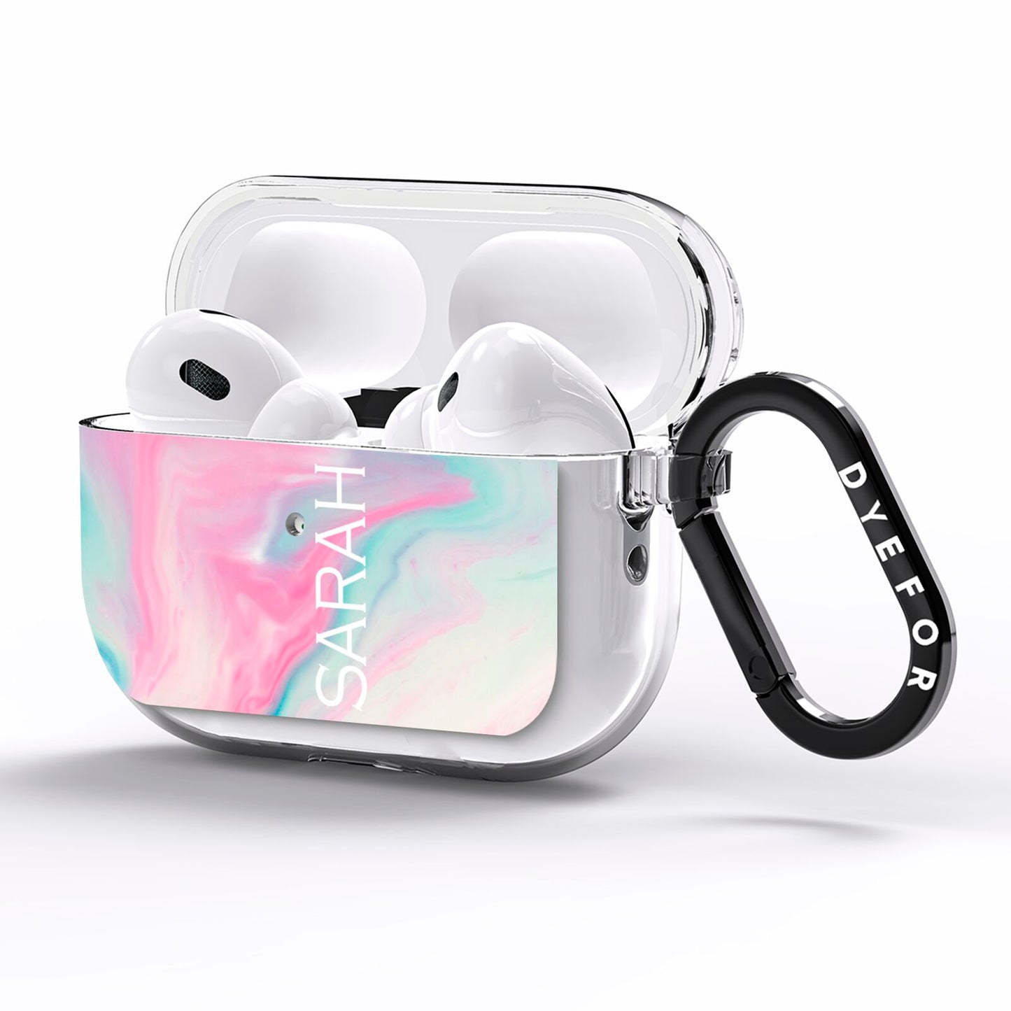 Personalised Clear Name Pastel Unicorn Marble AirPods Pro Clear Case Side Image
