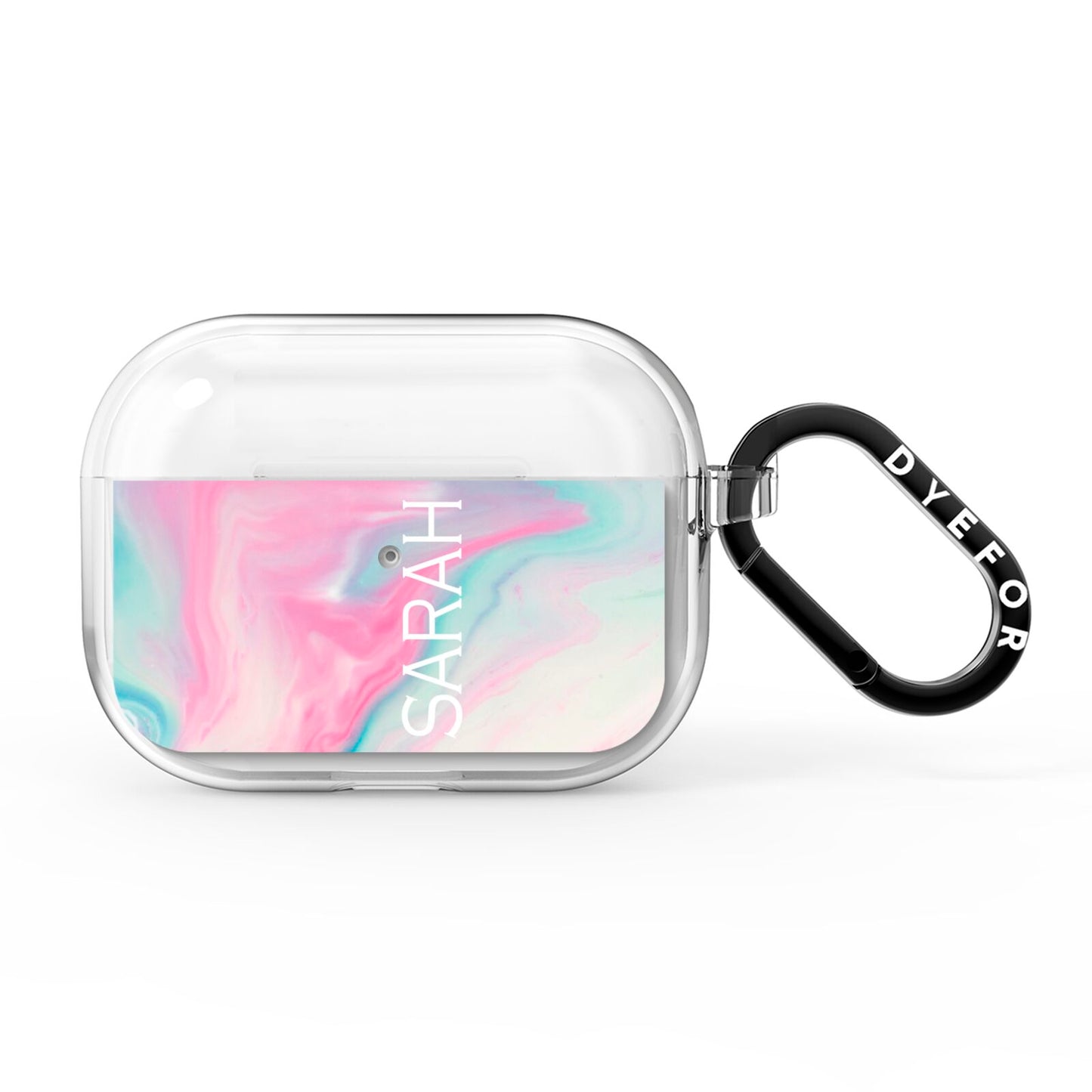 Personalised Clear Name Pastel Unicorn Marble AirPods Pro Clear Case