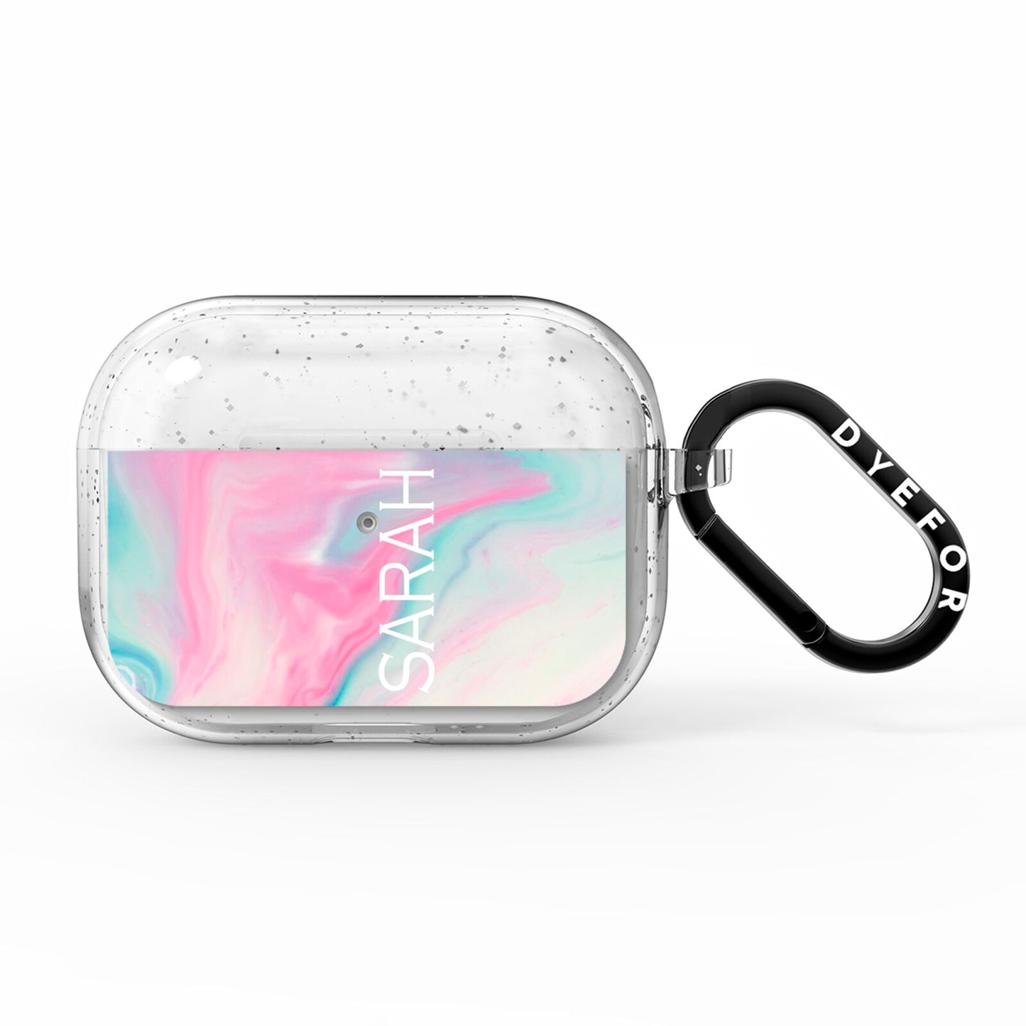 Personalised Clear Name Pastel Unicorn Marble AirPods Pro Glitter Case