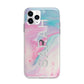 Personalised Clear Name Pastel Unicorn Marble Apple iPhone 11 Pro Max in Silver with Bumper Case