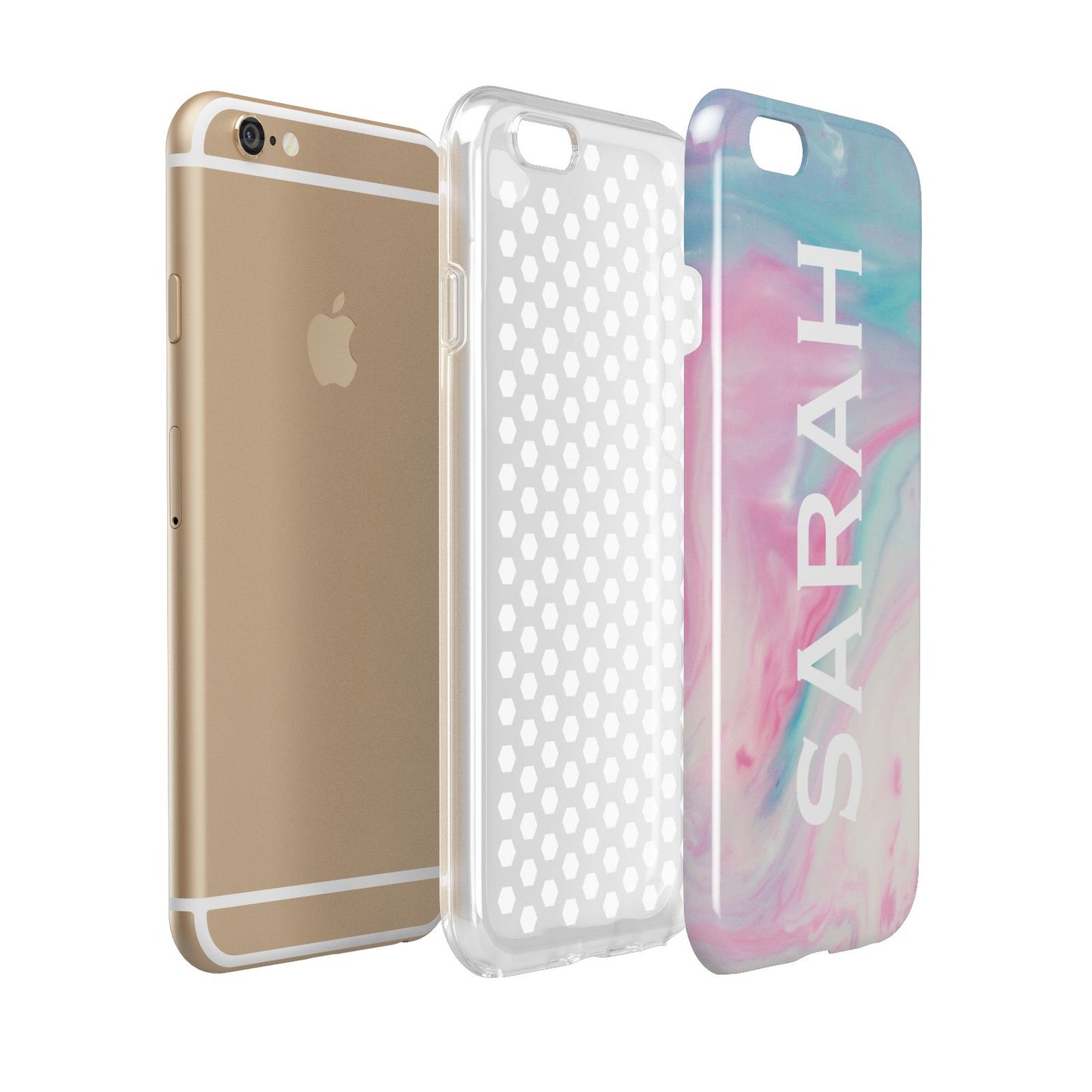 Personalised Clear Name Pastel Unicorn Marble Apple iPhone 6 3D Tough Case Expanded view