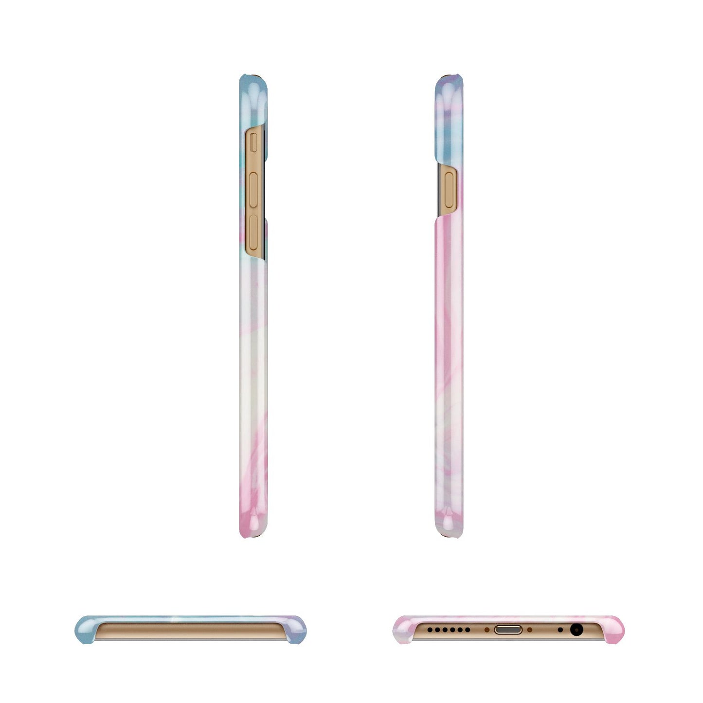 Personalised Clear Name Pastel Unicorn Marble Apple iPhone 6 3D Wrap Snap Case Angled Images