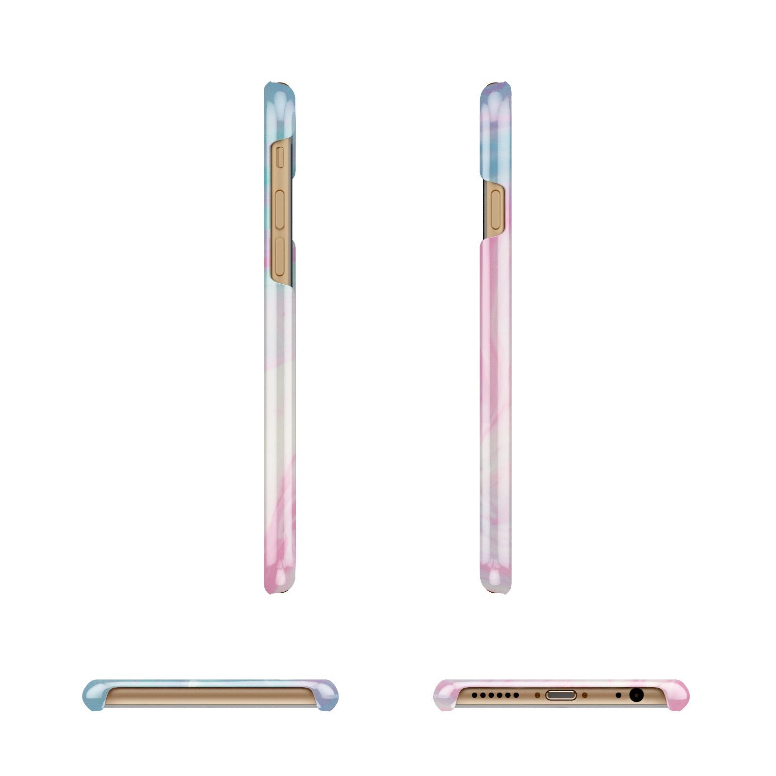 Personalised Clear Name Pastel Unicorn Marble Apple iPhone 6 3D Wrap Snap Case Angled Images