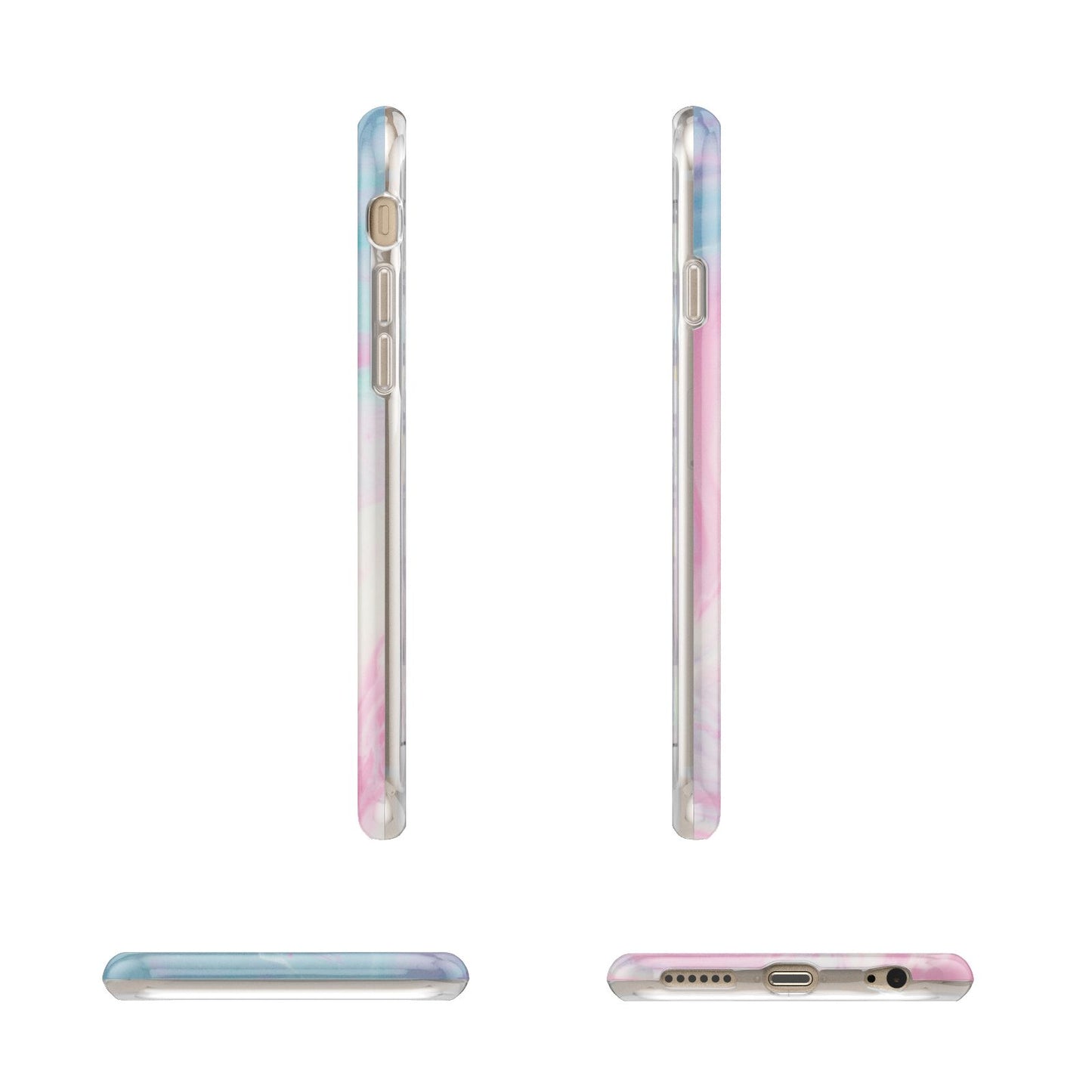 Personalised Clear Name Pastel Unicorn Marble Apple iPhone 6 3D Wrap Tough Case Alternative Image Angles