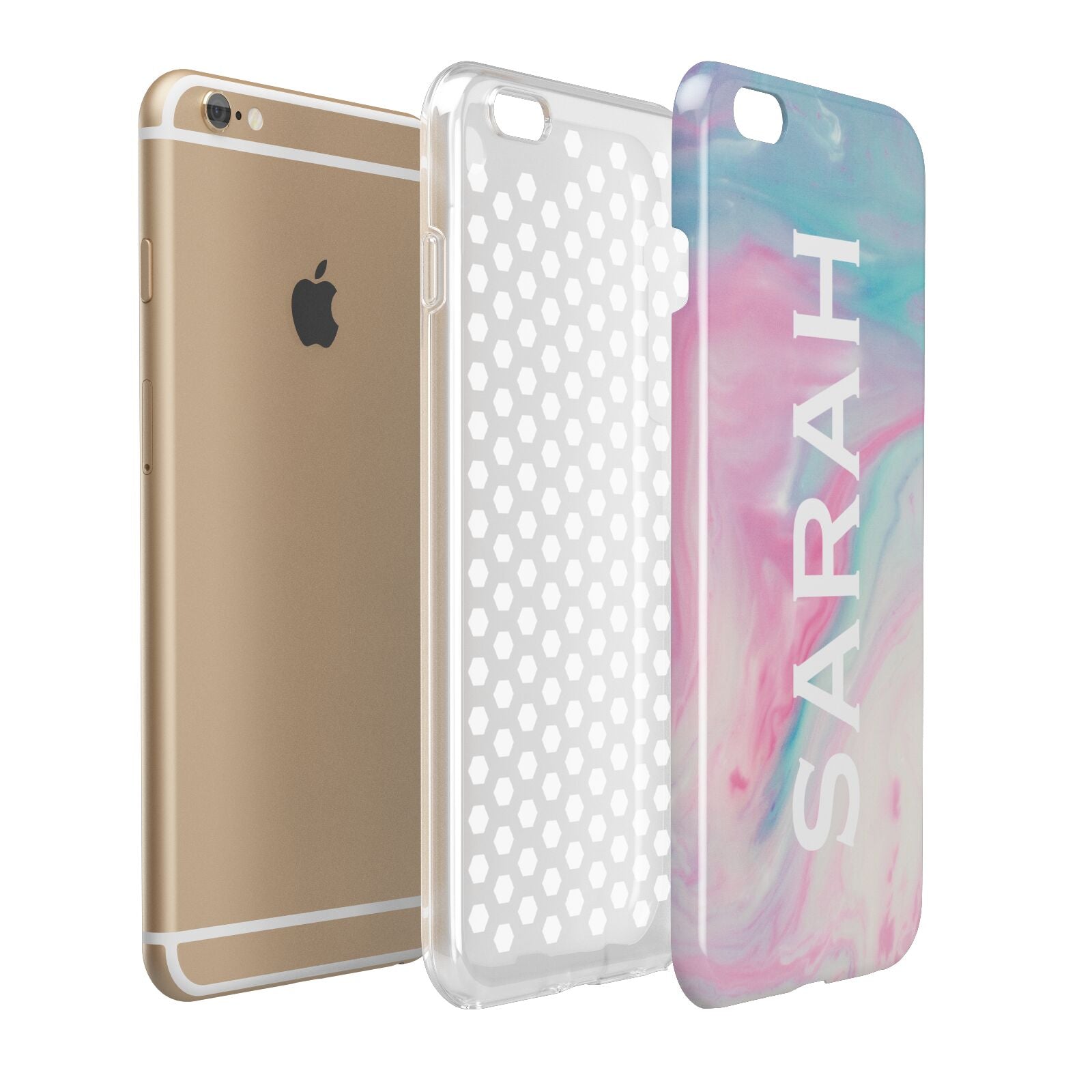 Personalised Clear Name Pastel Unicorn Marble Apple iPhone 6 Plus 3D Tough Case Expand Detail Image