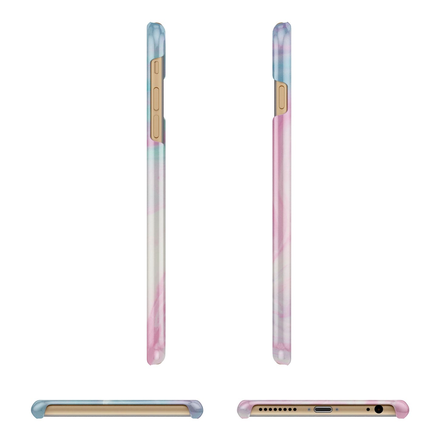 Personalised Clear Name Pastel Unicorn Marble Apple iPhone 6 Plus 3D Wrap Snap Case Angled Images