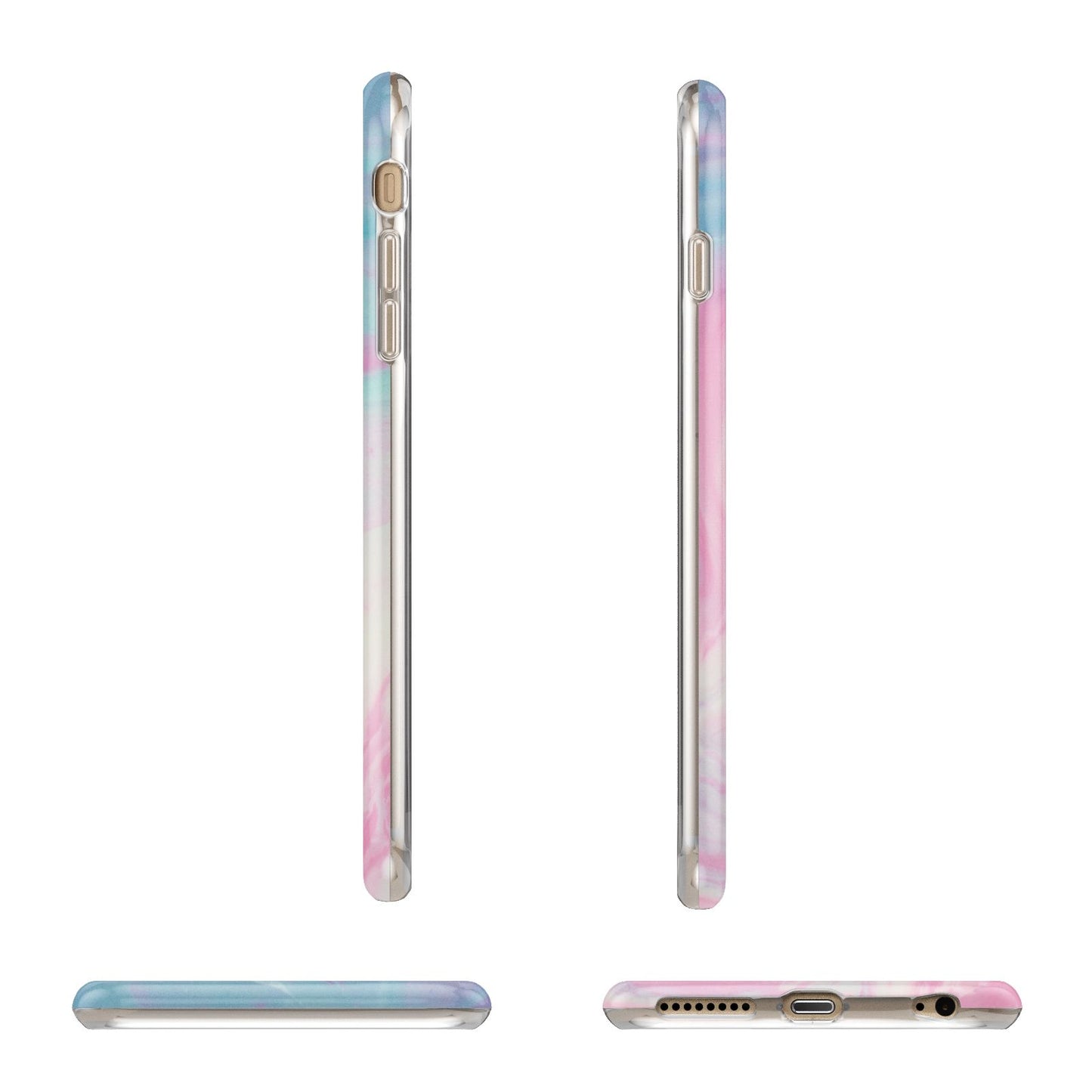 Personalised Clear Name Pastel Unicorn Marble Apple iPhone 6 Plus 3D Wrap Tough Case Alternative Image Angles